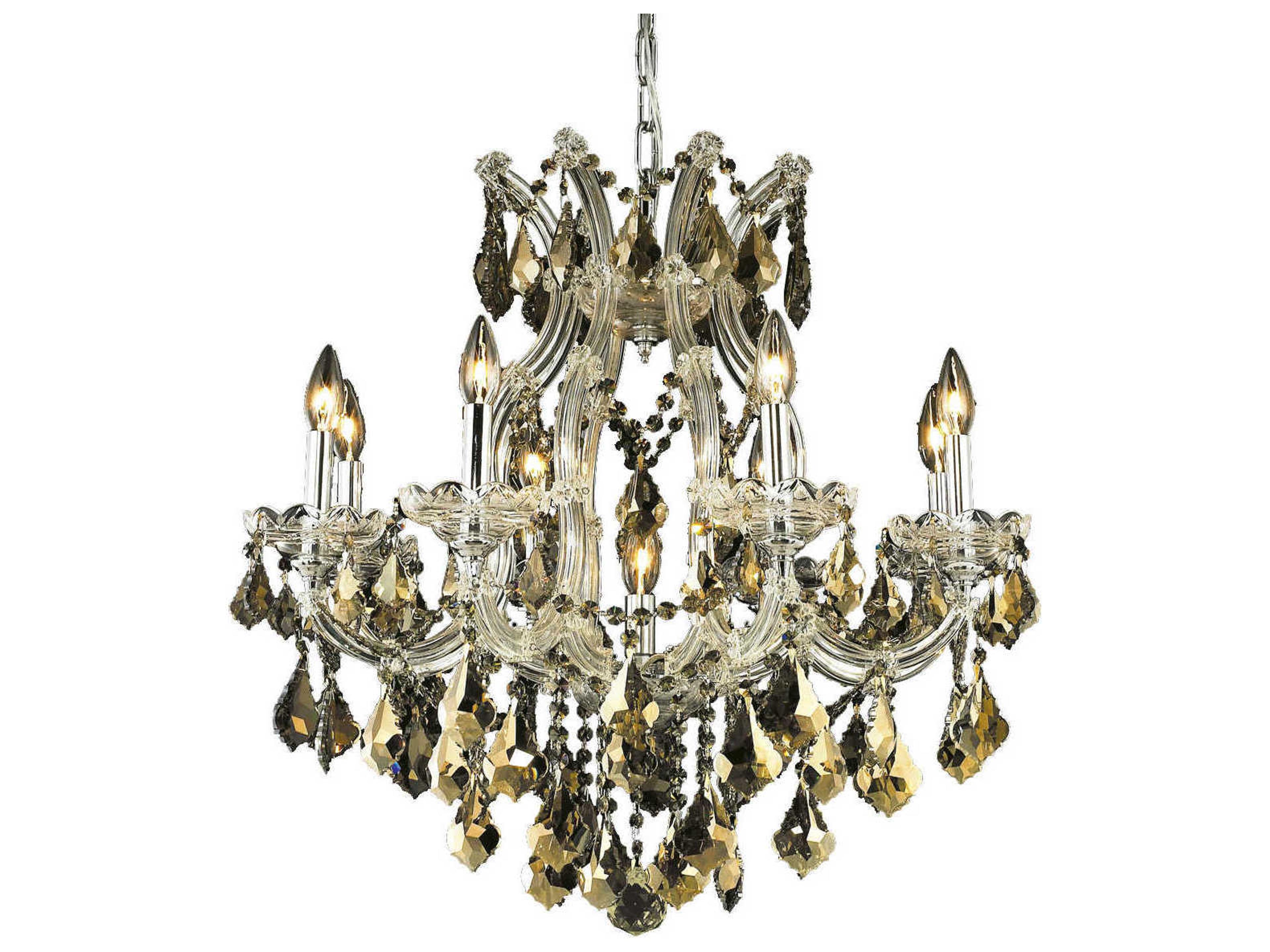 Maria Theresa 9-Light Chrome Gold Crystal Glass Candelabra Chandelier
