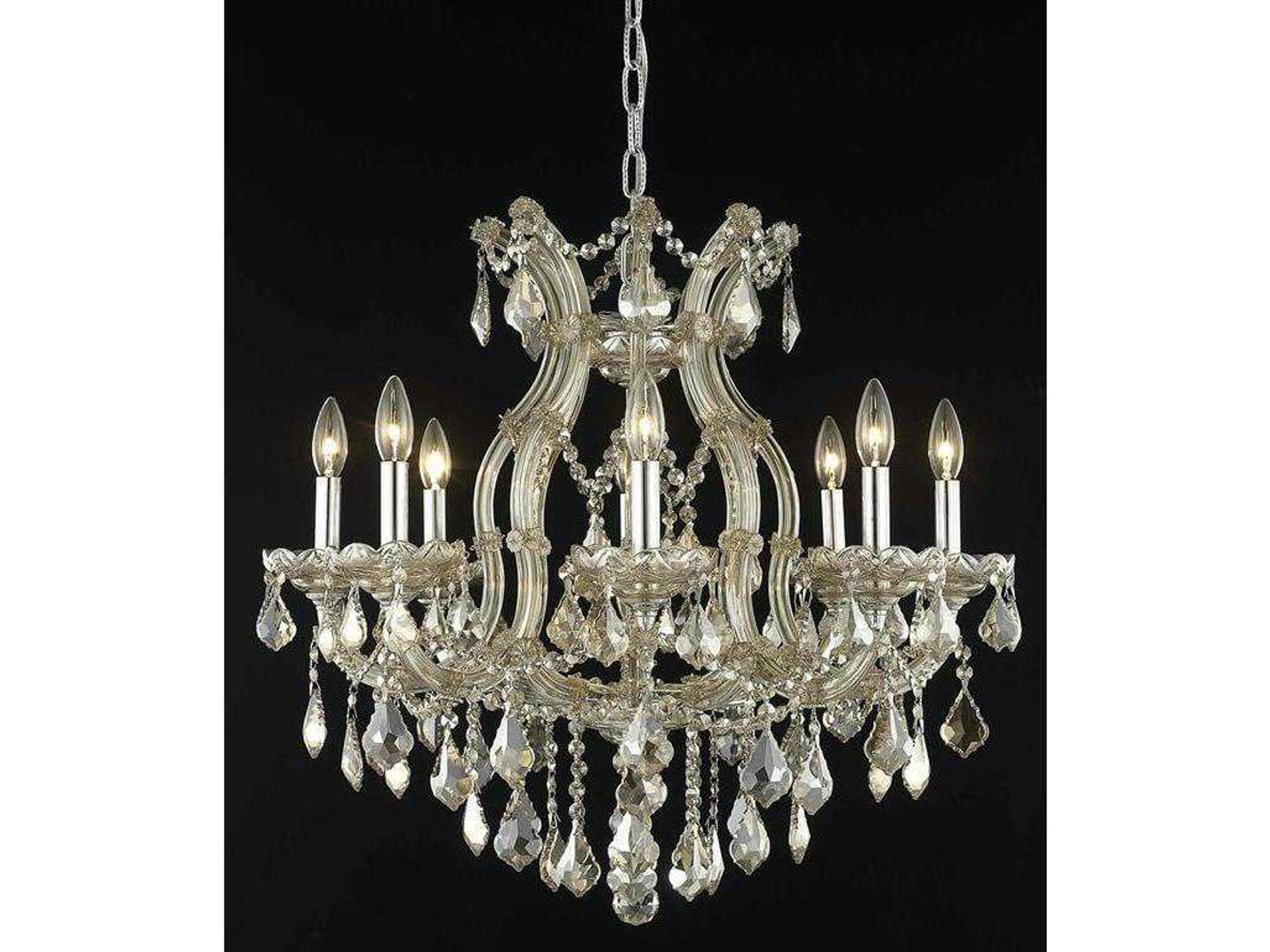 Maria Theresa 9-Light Golden Teak Crystal Candelabra Chandelier