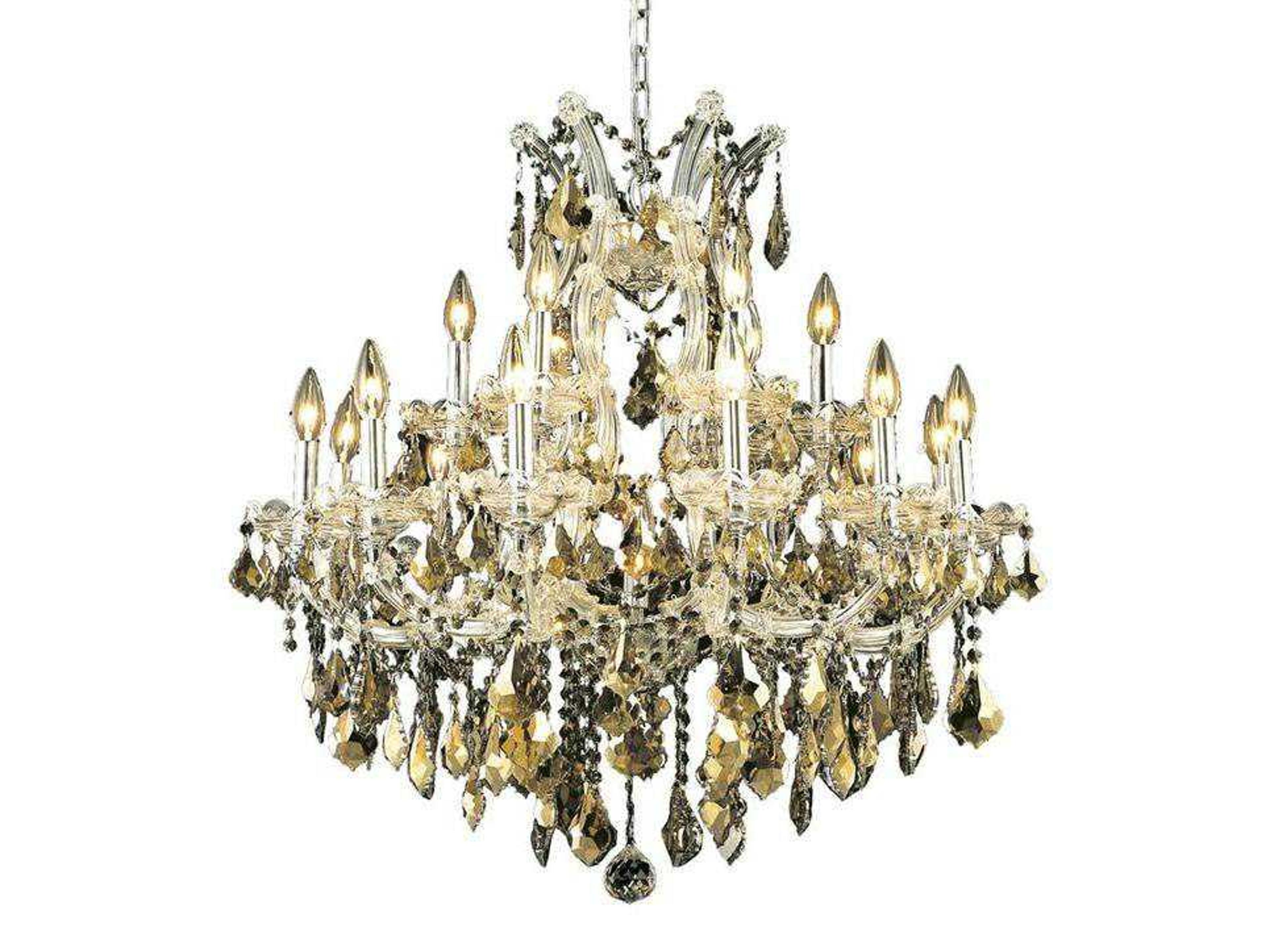 Maria Theresa 19-Light Chrome Gold Crystal Candelabra Tiered Chandelier