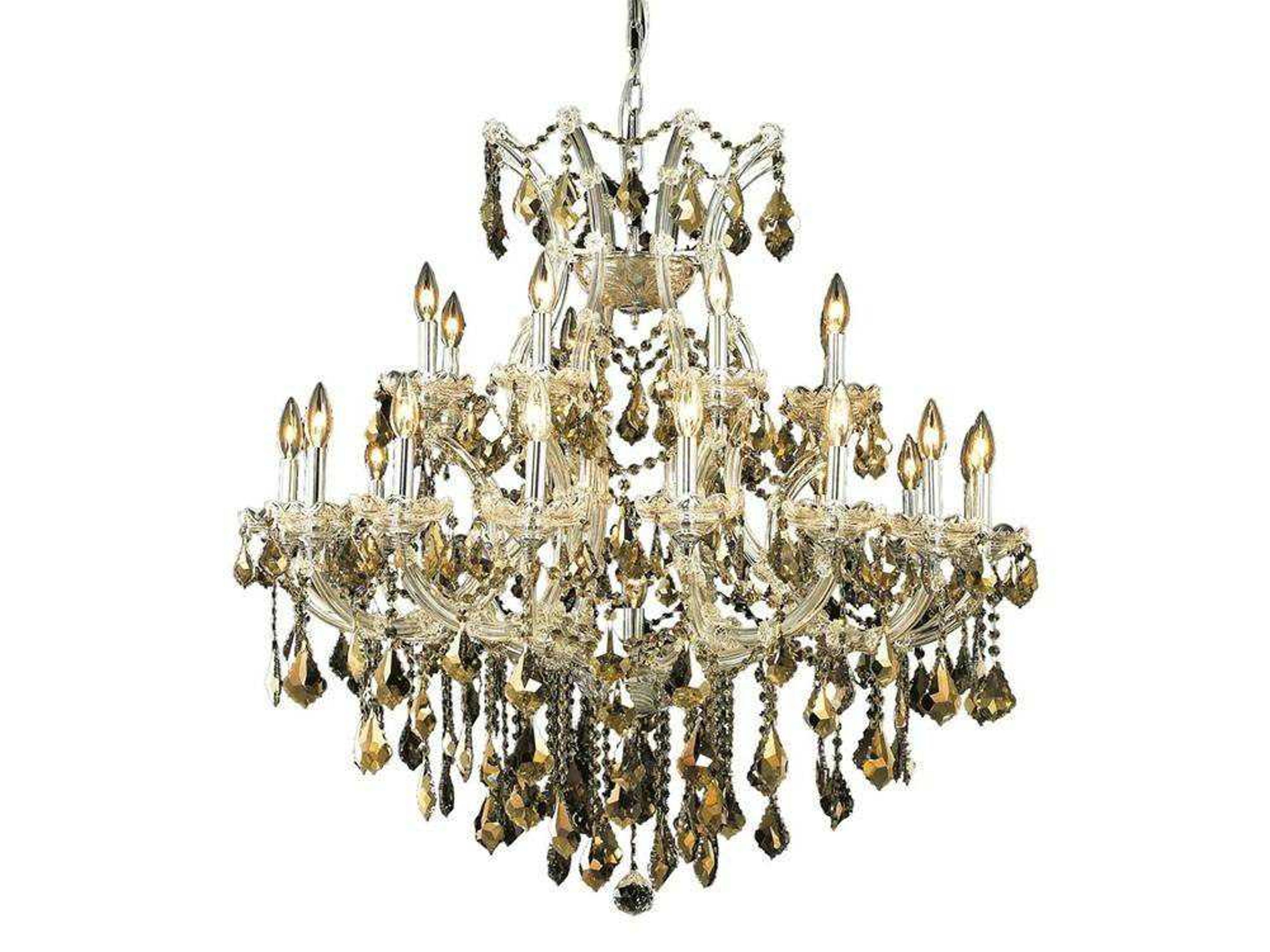 Maria Theresa 24-Light Chrome Gold Crystal Candelabra Tiered Chandelier
