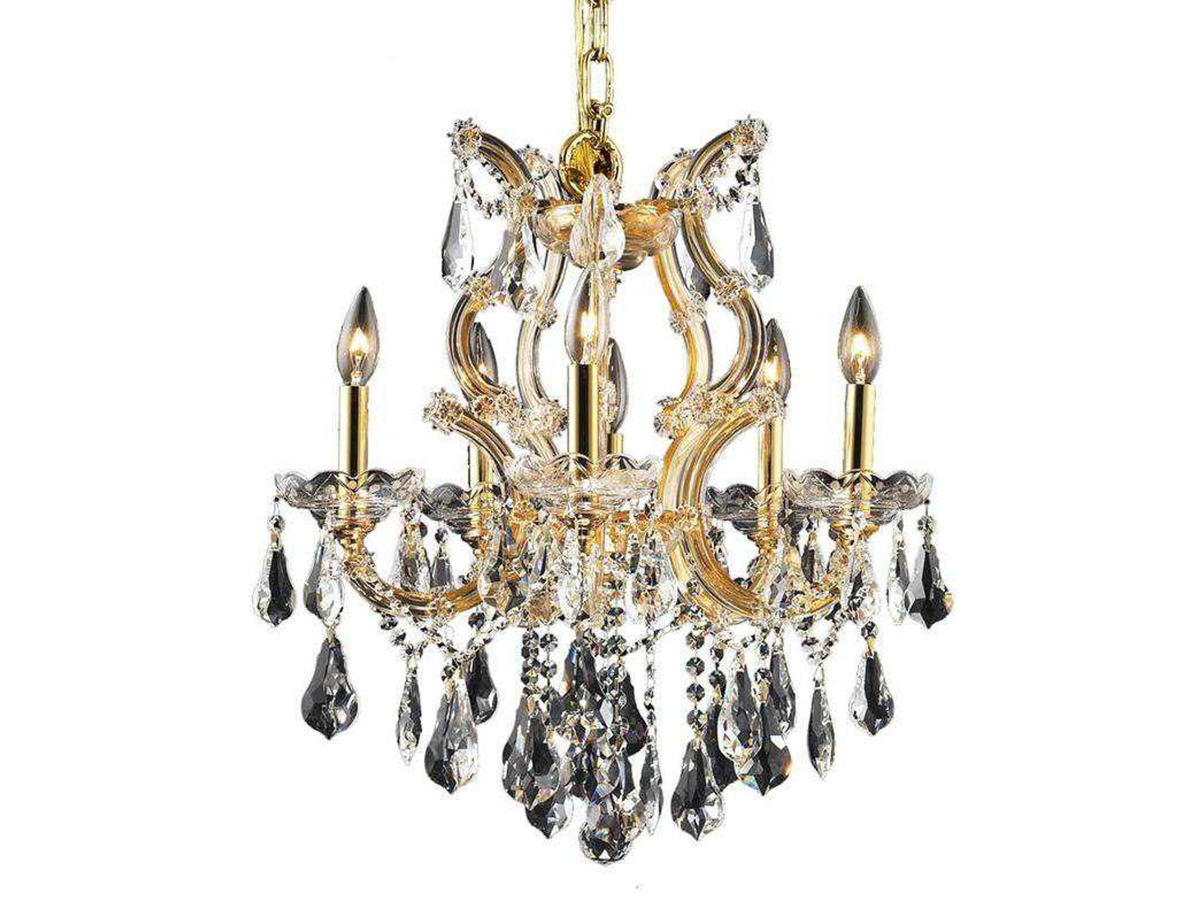 Maria Theresa 6-Light Gold Clear Crystal Candelabra Chandelier