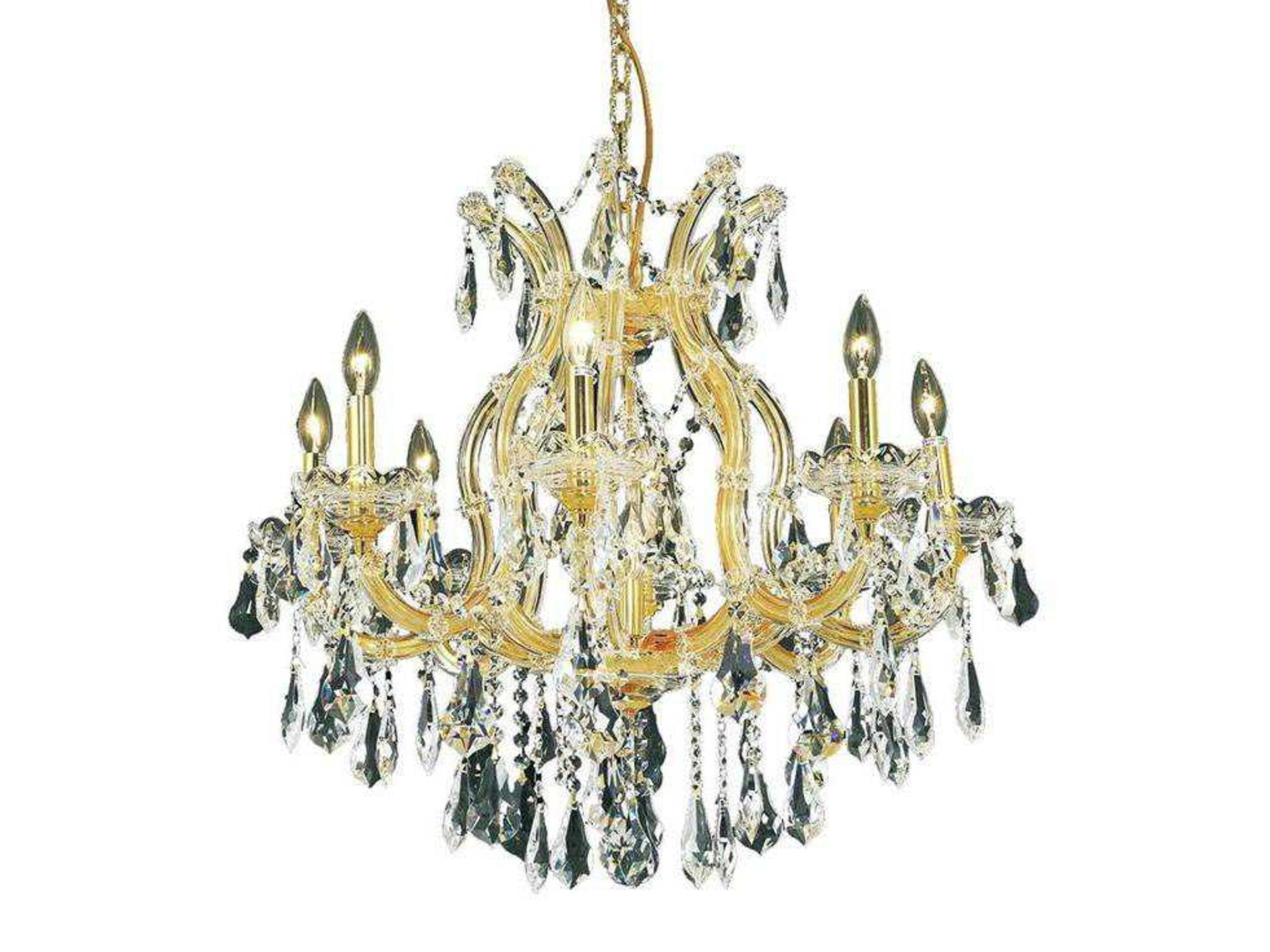 Maria Theresa 9-Light Gold Clear Crystal Candelabra Chandelier