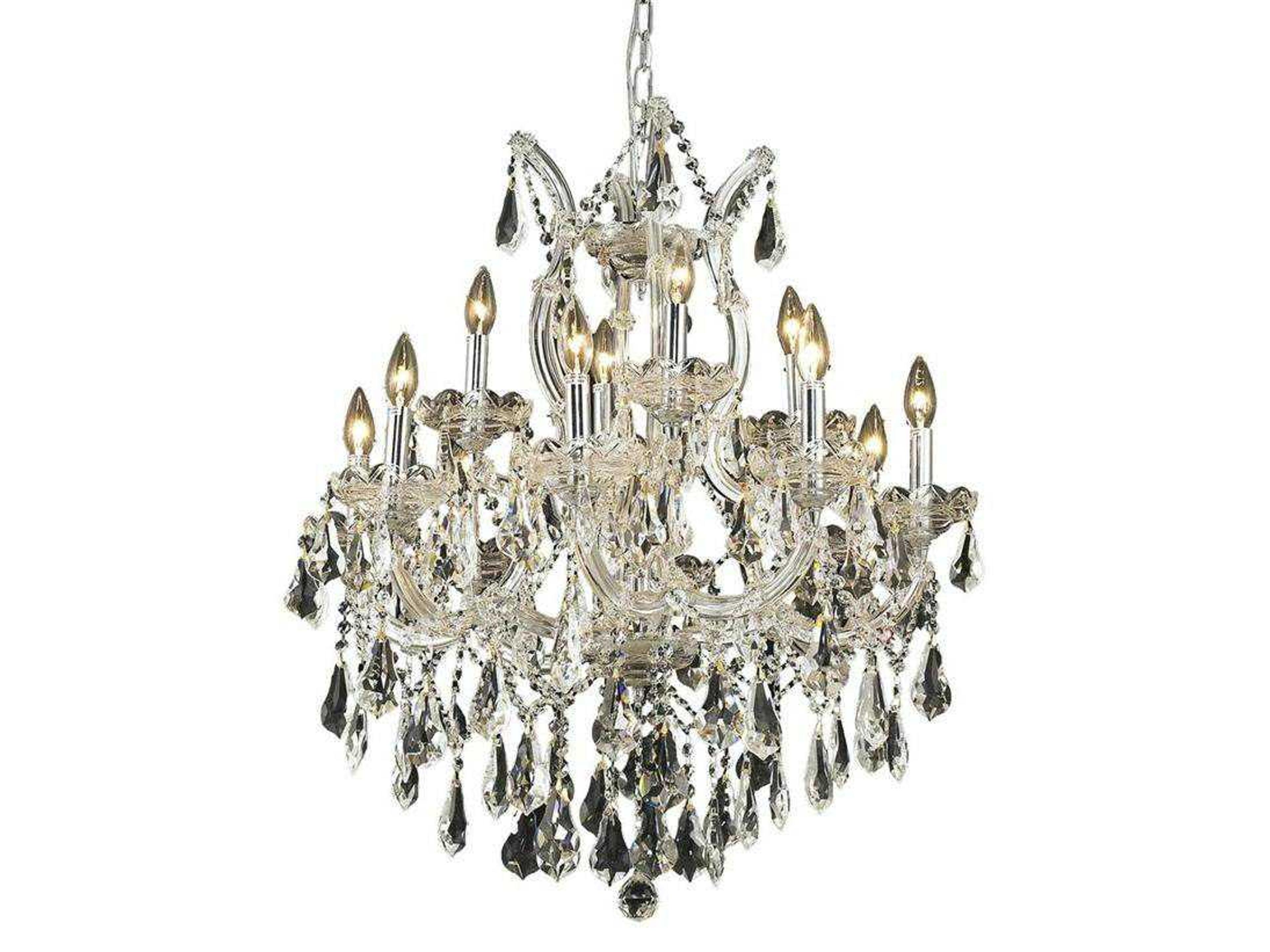 Maria Theresa 13-Light Chrome Clear Crystal Candelabra Tiered Chandelier