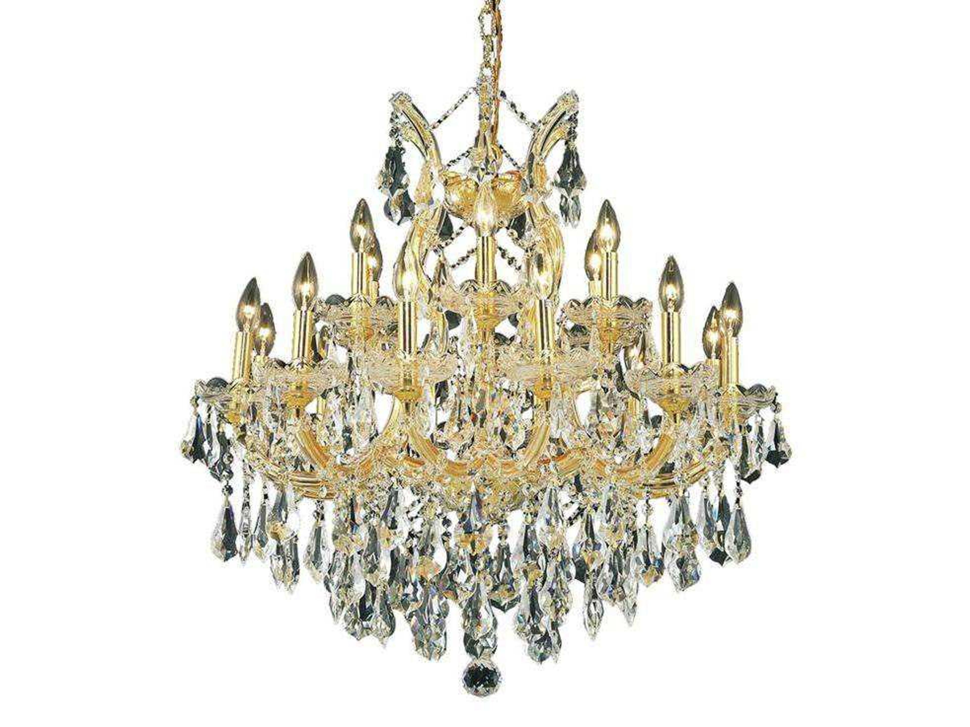 Maria Theresa 19-Light Gold Clear Crystal Candelabra Tiered Chandelier
