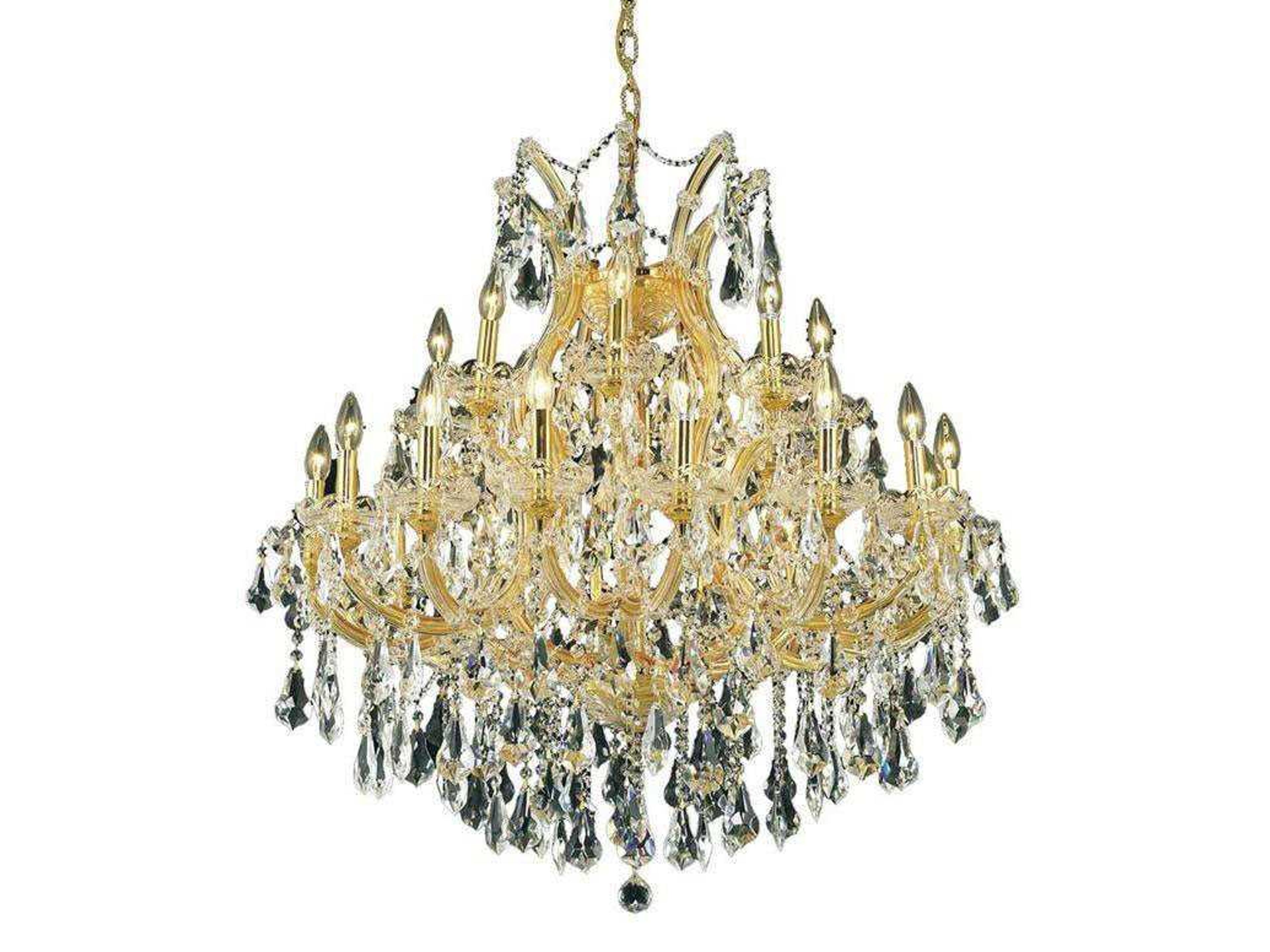 Maria Theresa 24-Light Gold Clear Crystal Candelabra Tiered Chandelier