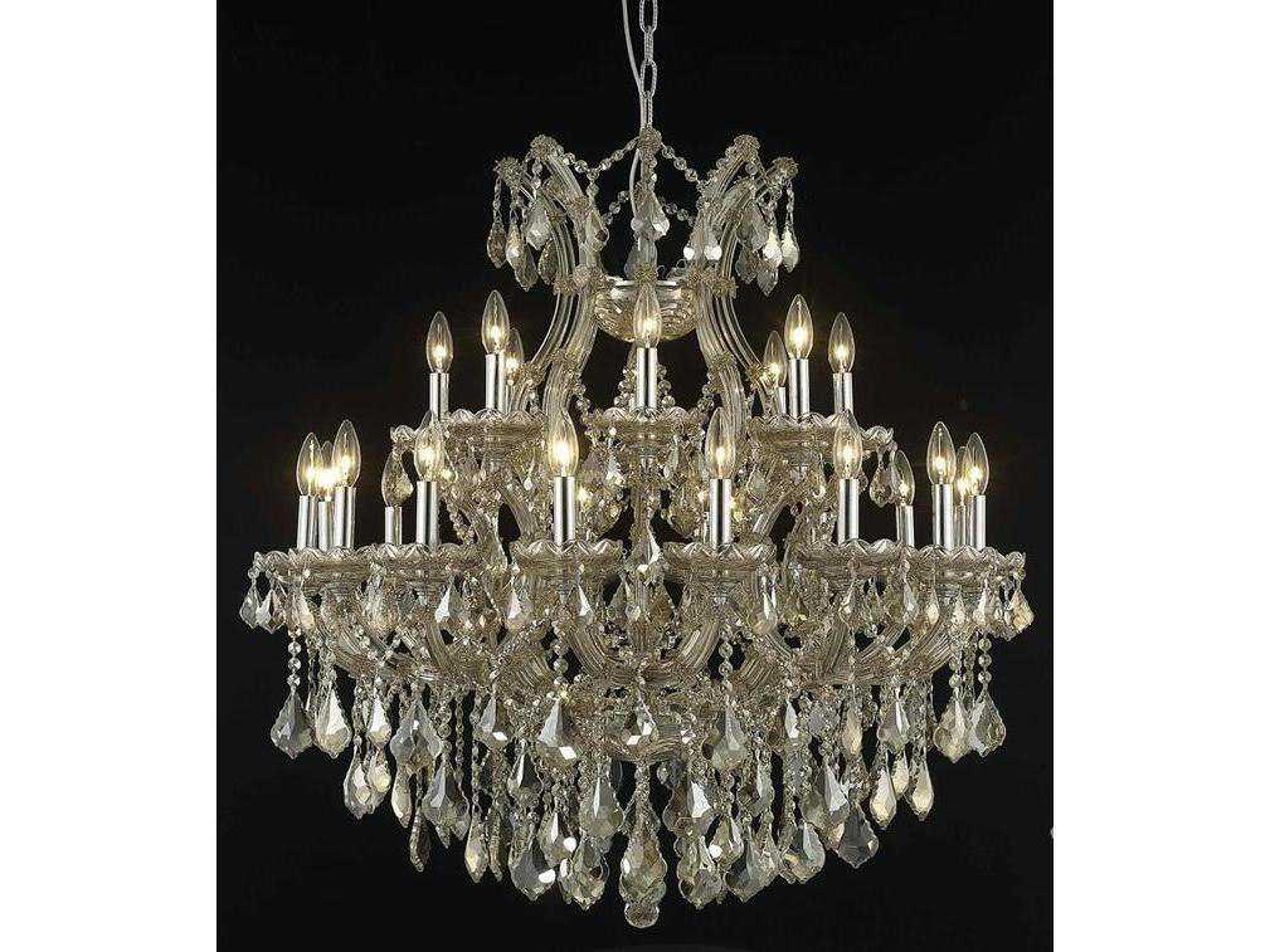Maria Theresa 24-Light Golden Teak Crystal Candelabra Tiered Chandelier