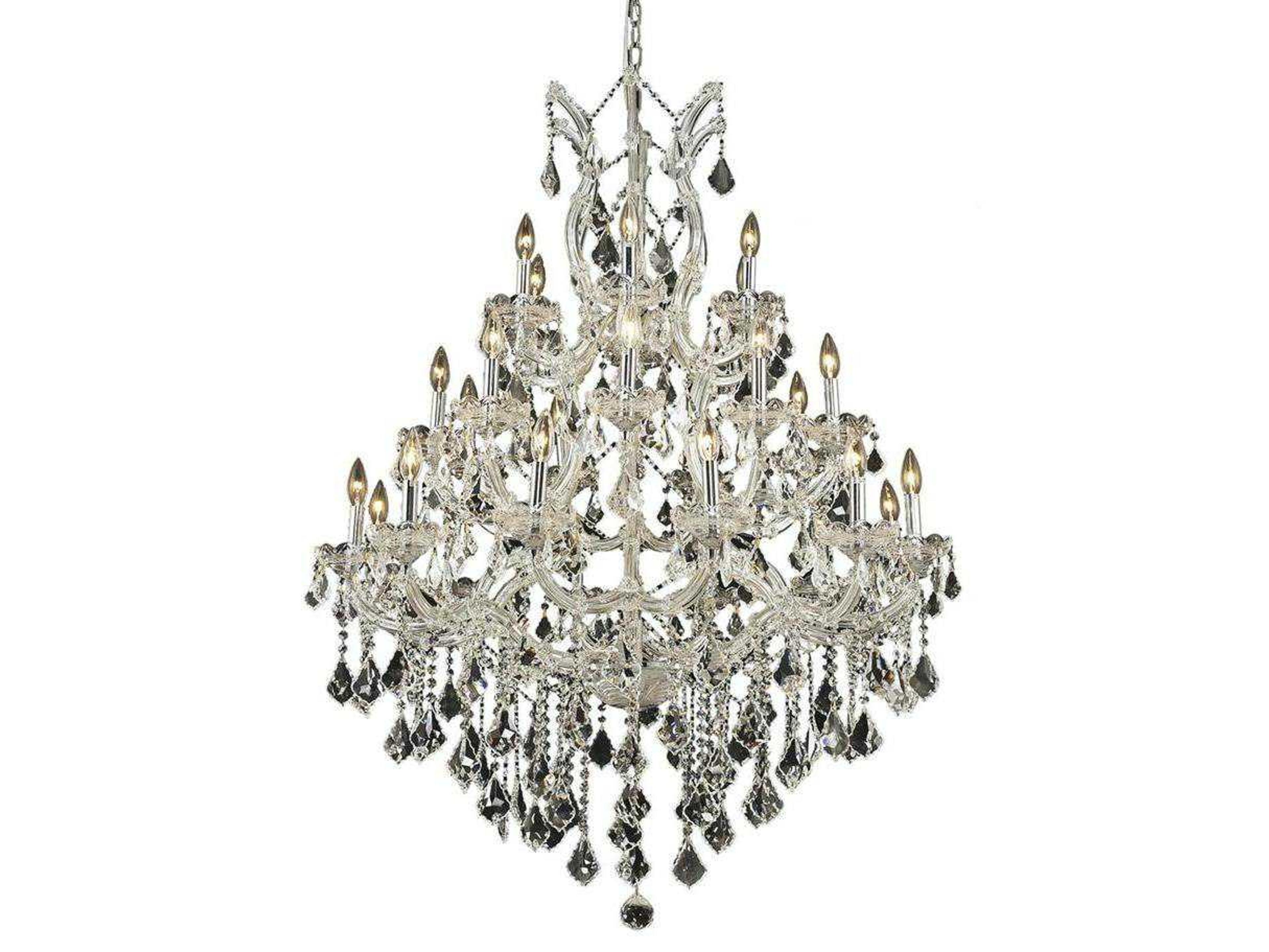 Maria Theresa 28-Light Chrome Clear Crystal Candelabra Tiered Chandelier