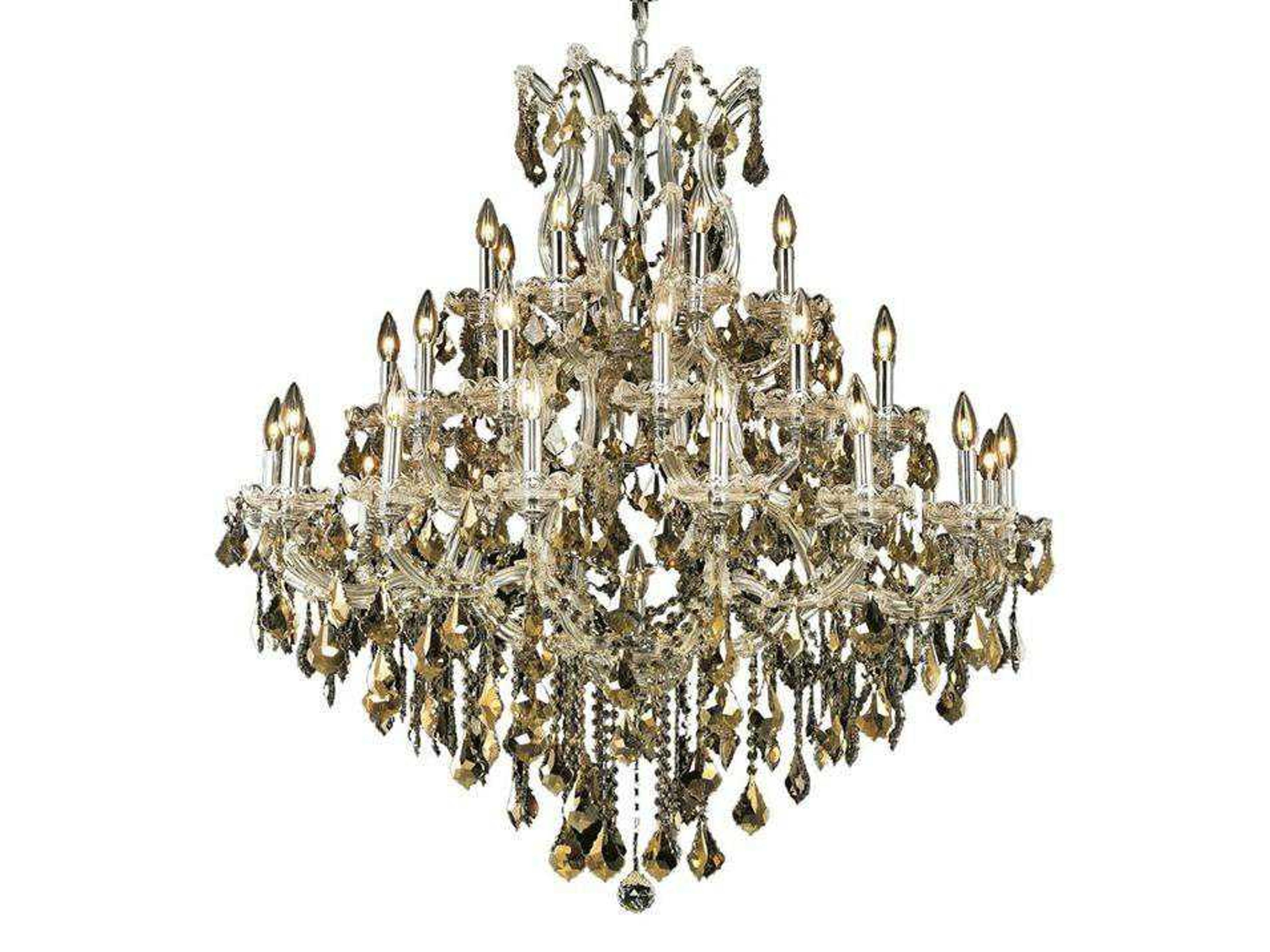 Maria Theresa 37-Light Chrome Gold Crystal Candelabra Tiered Chandelier