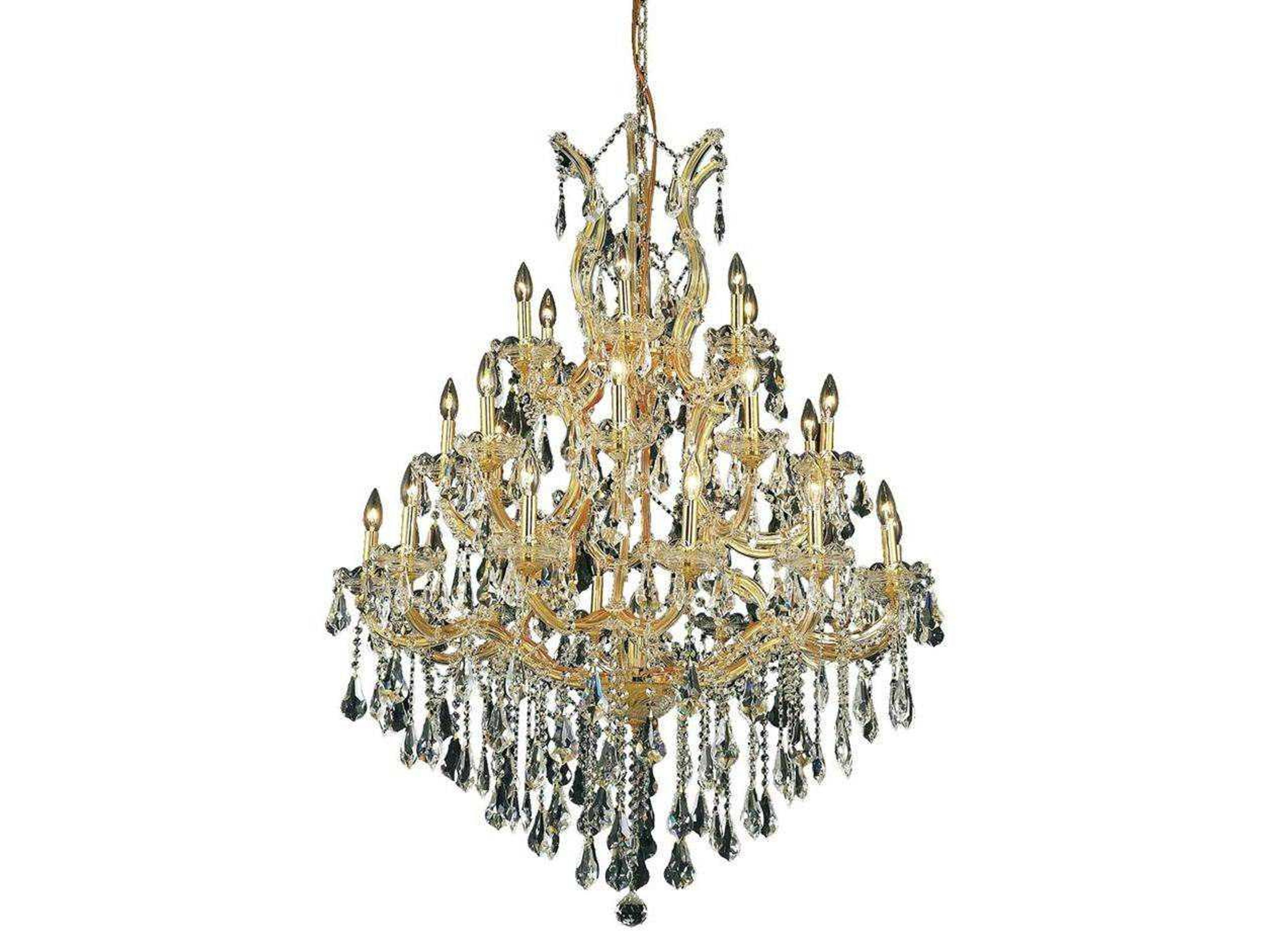 Maria Theresa 28-Light Gold Clear Crystal Candelabra Tiered Chandelier
