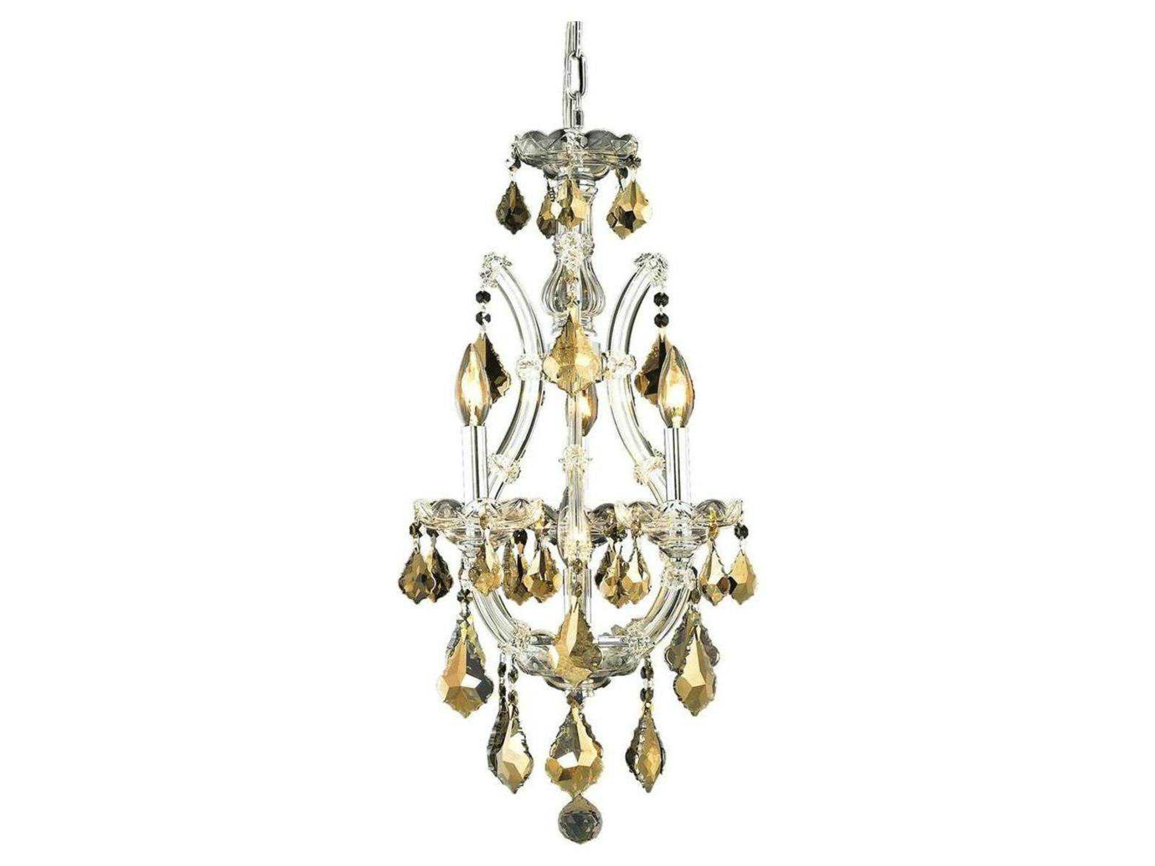 Maria Theresa 4-Light Chrome Gold Crystal Candelabra Chandelier