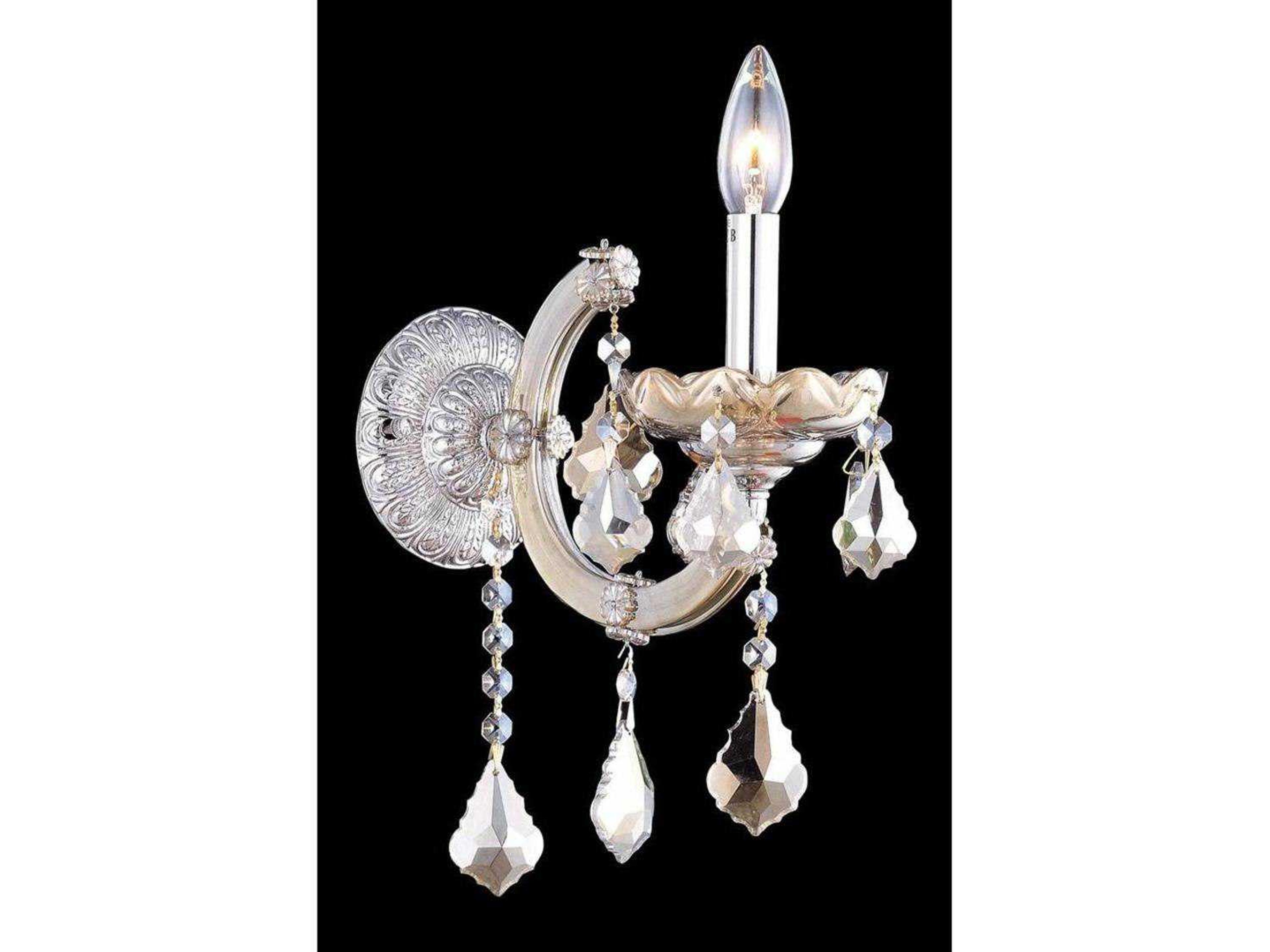 Maria Theresa Golden Teak Crystal Wall Sconce