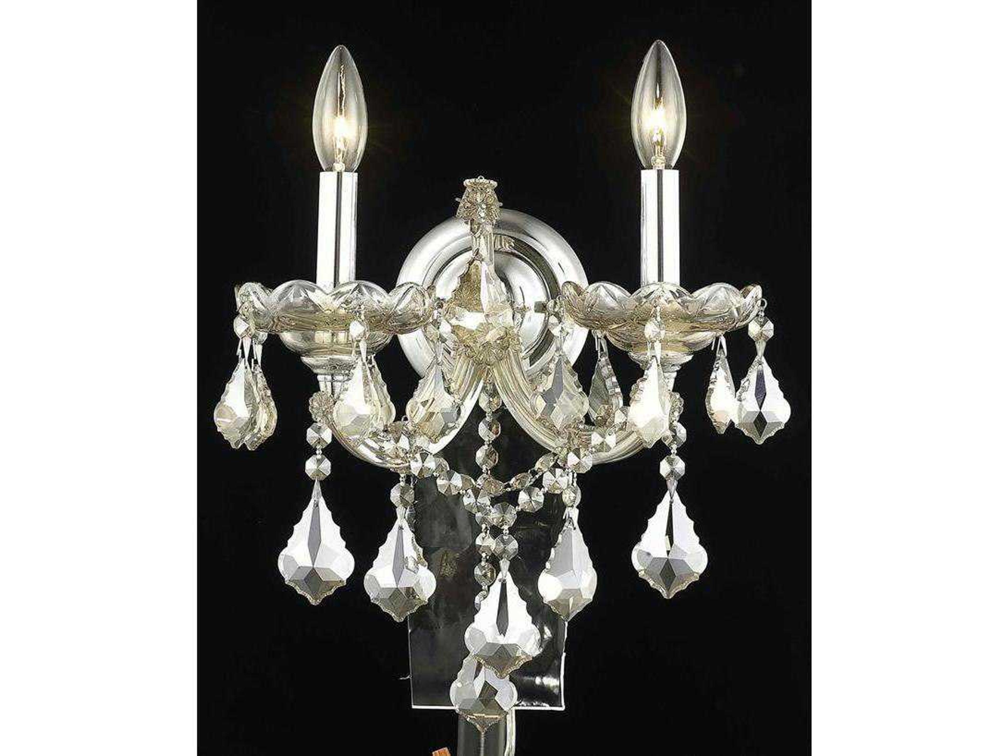 Maria Theresa Golden Teak Crystal Wall Sconce