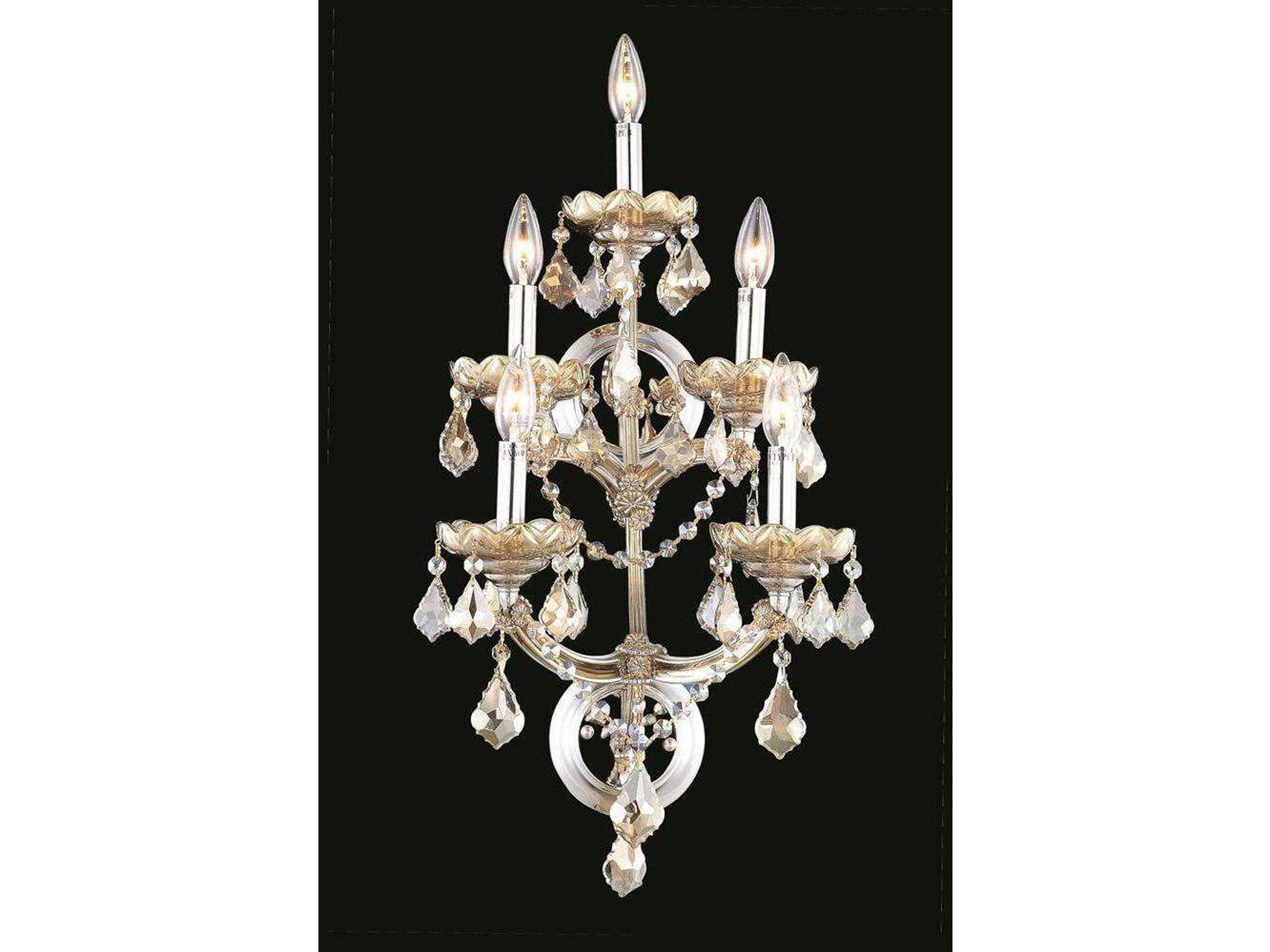 Maria Theresa Golden Teak Crystal Wall Sconce