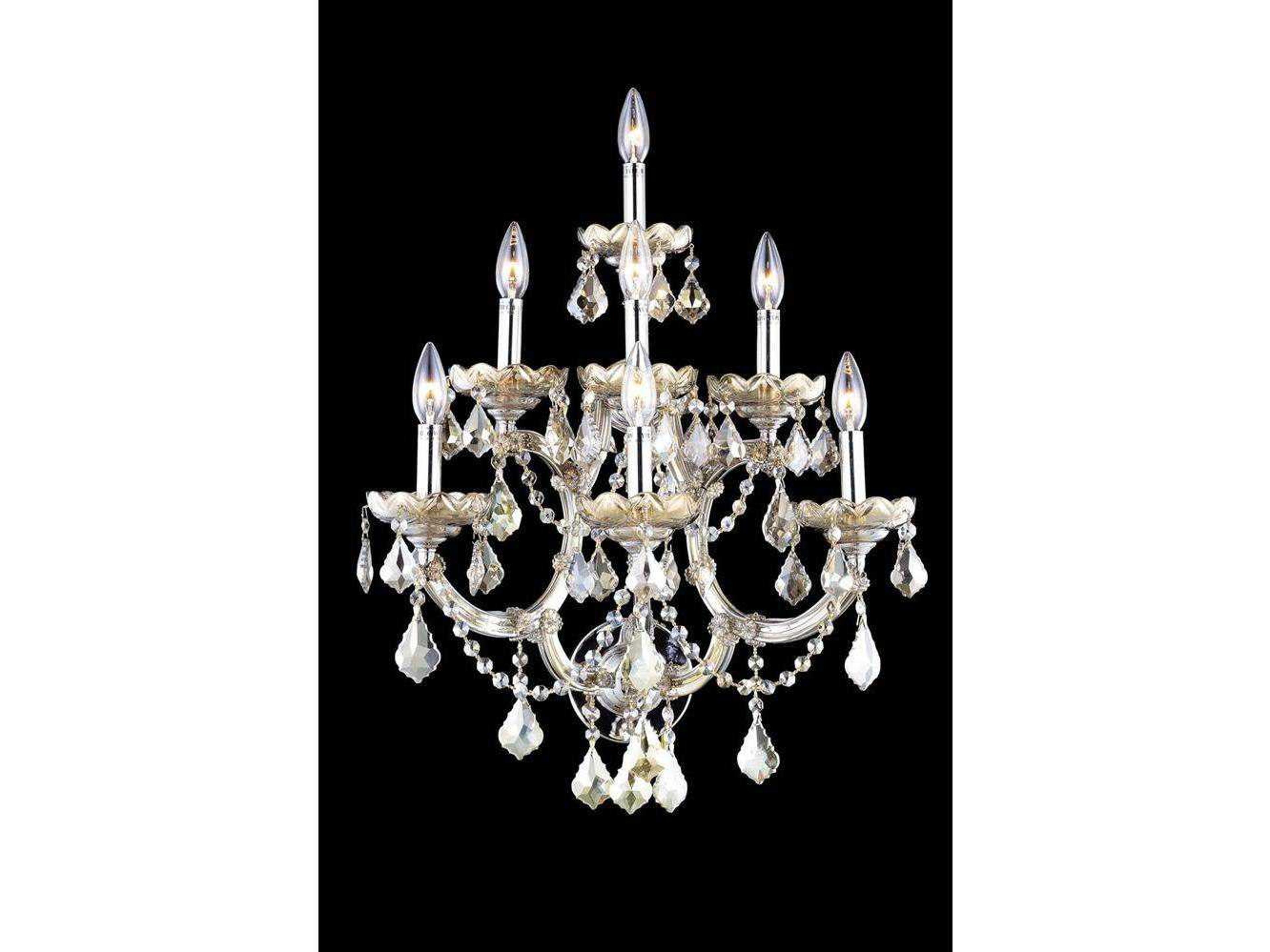 Maria Theresa Golden Teak Crystal Wall Sconce