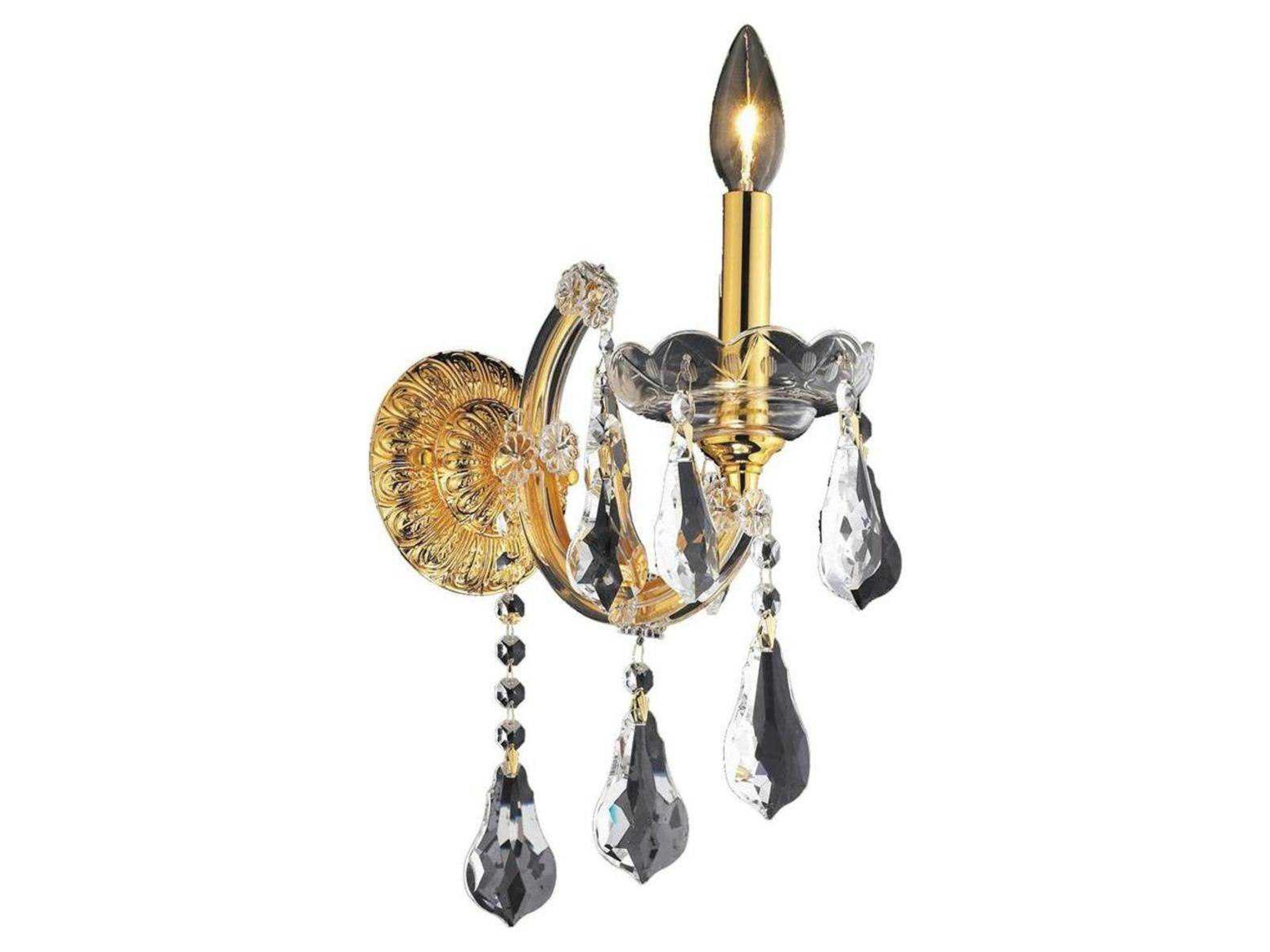 Elegant Lighting Maria Theresa Gold Clear Crystal Wall Sconce