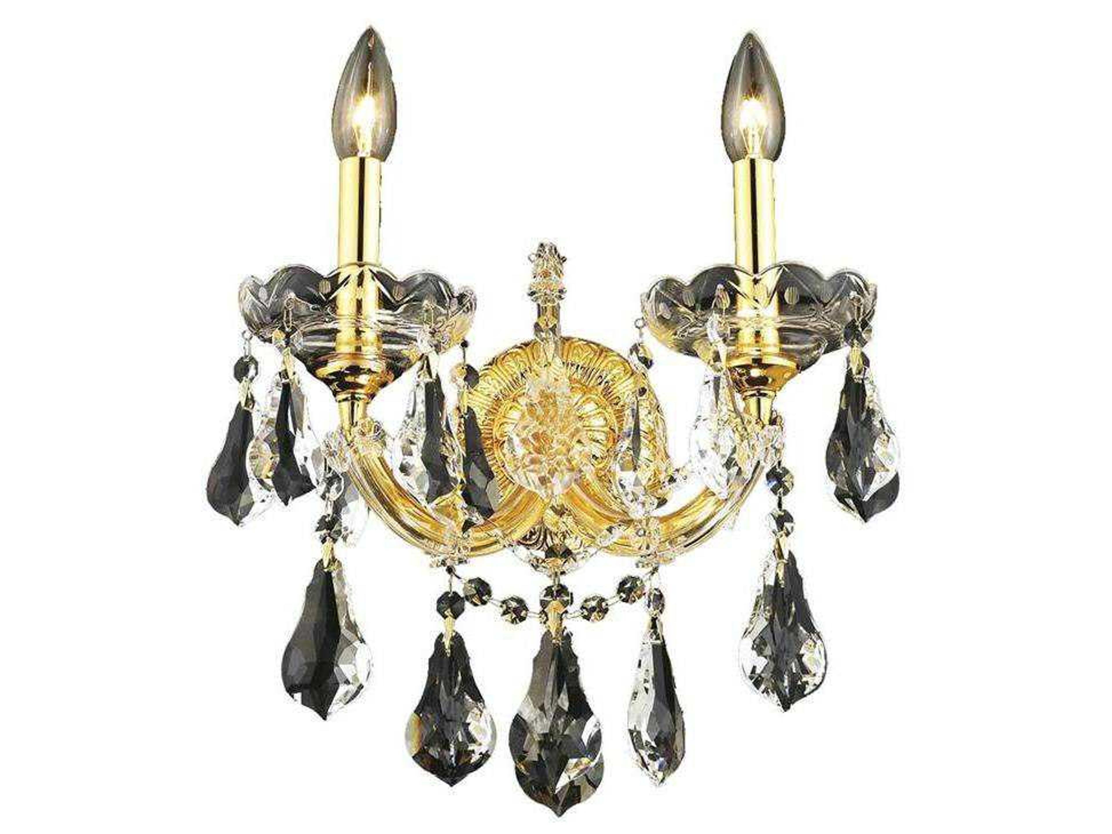 Elegant Lighting Maria Theresa Gold Clear Crystal Wall Sconce