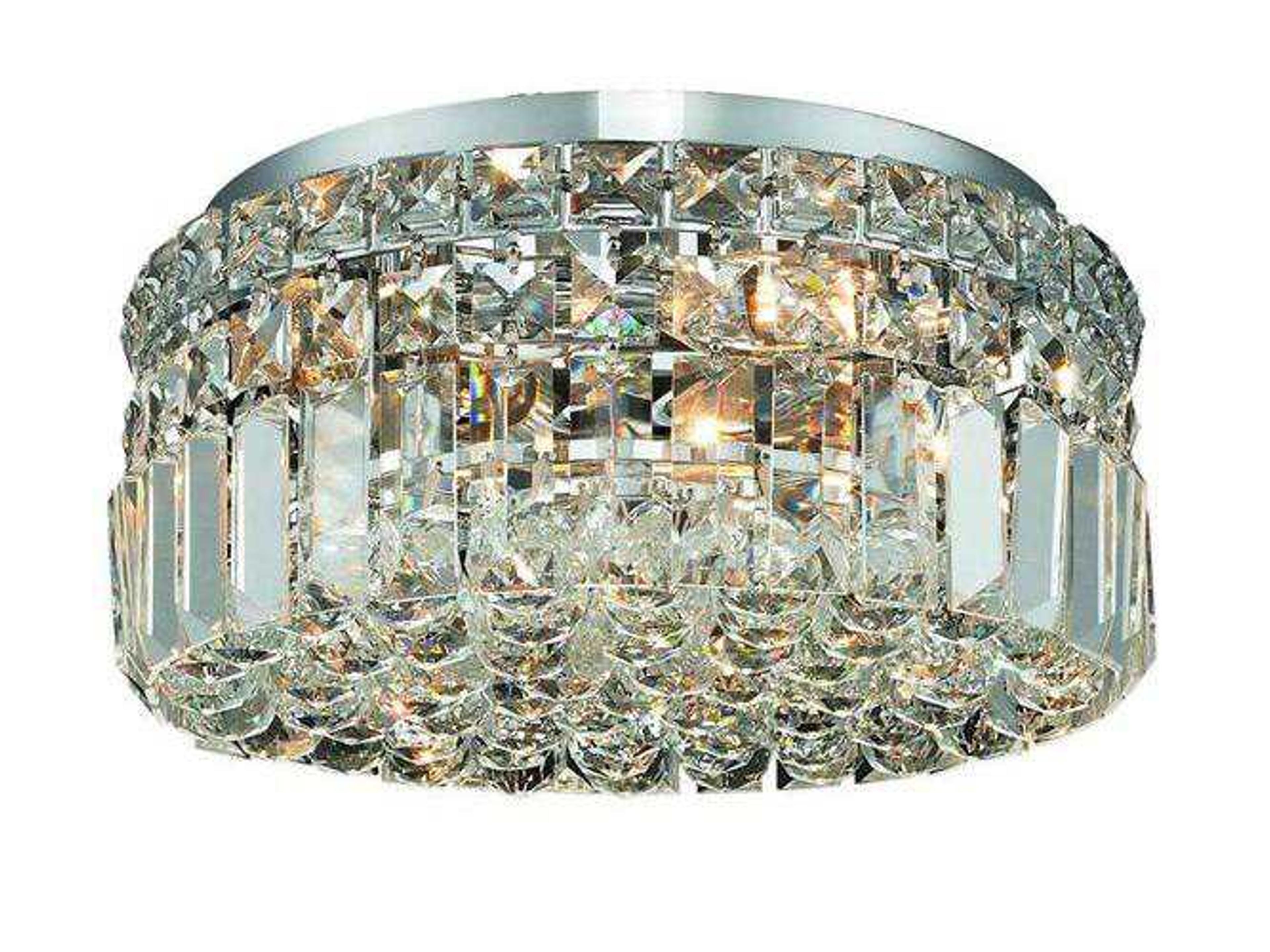 Maxime Chrome Clear Crystal Drum Flush Mount