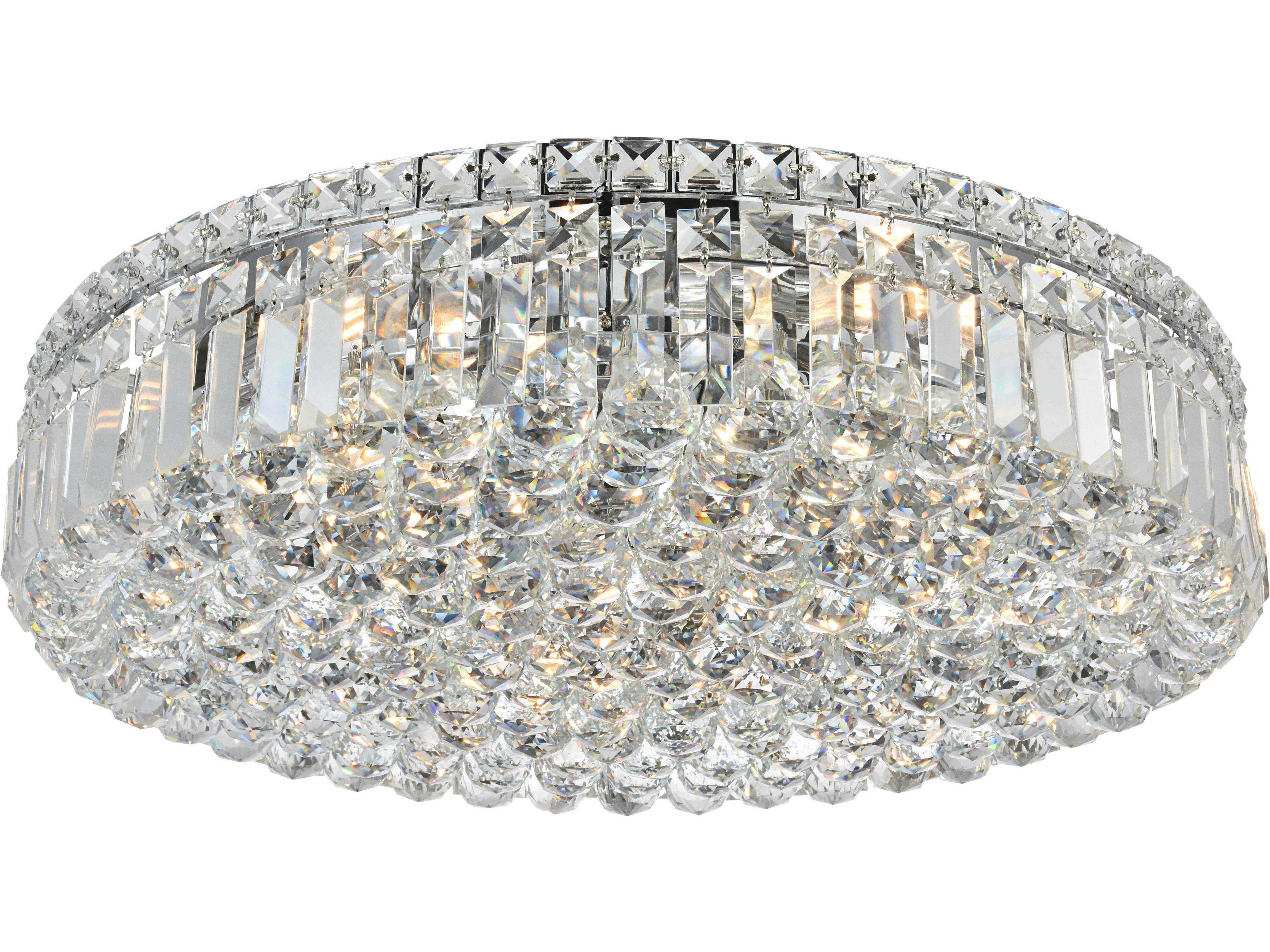 Maxime Chrome Clear Crystal Drum Flush Mount