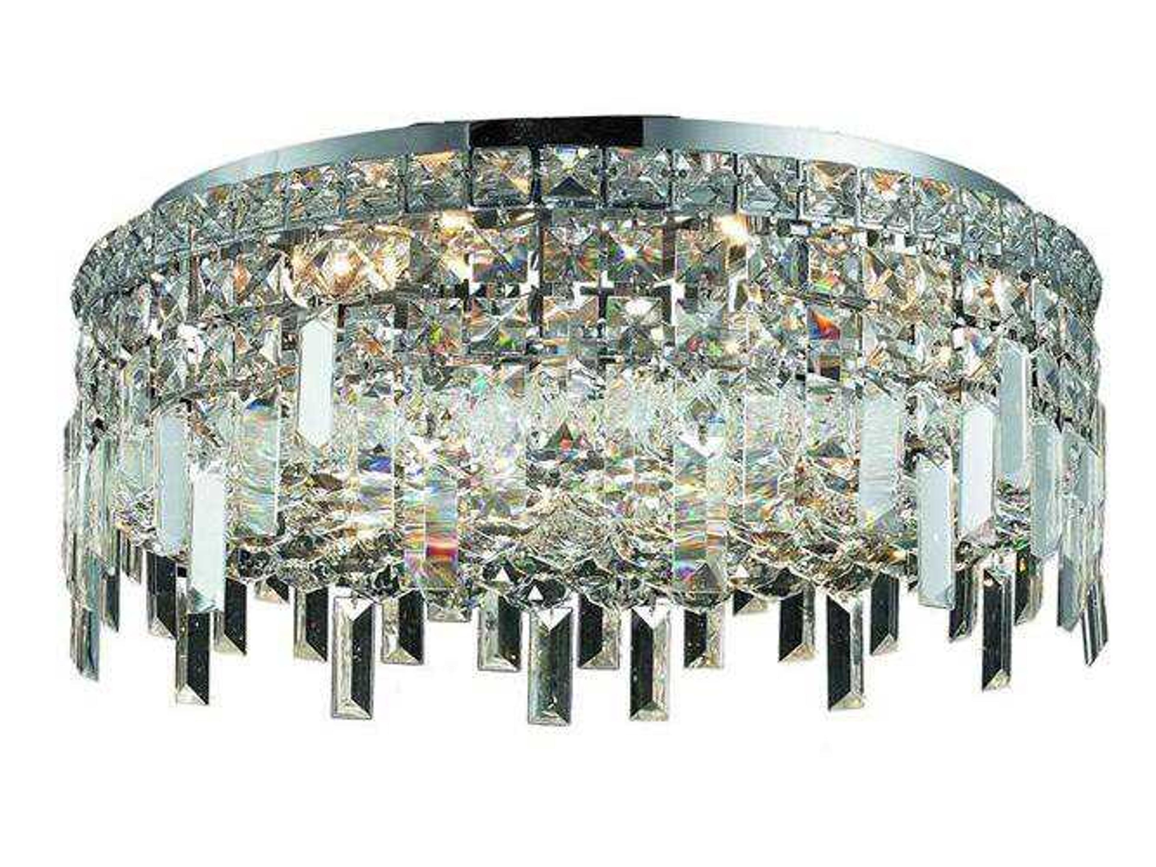 Maxime Chrome Clear Crystal Drum Flush Mount