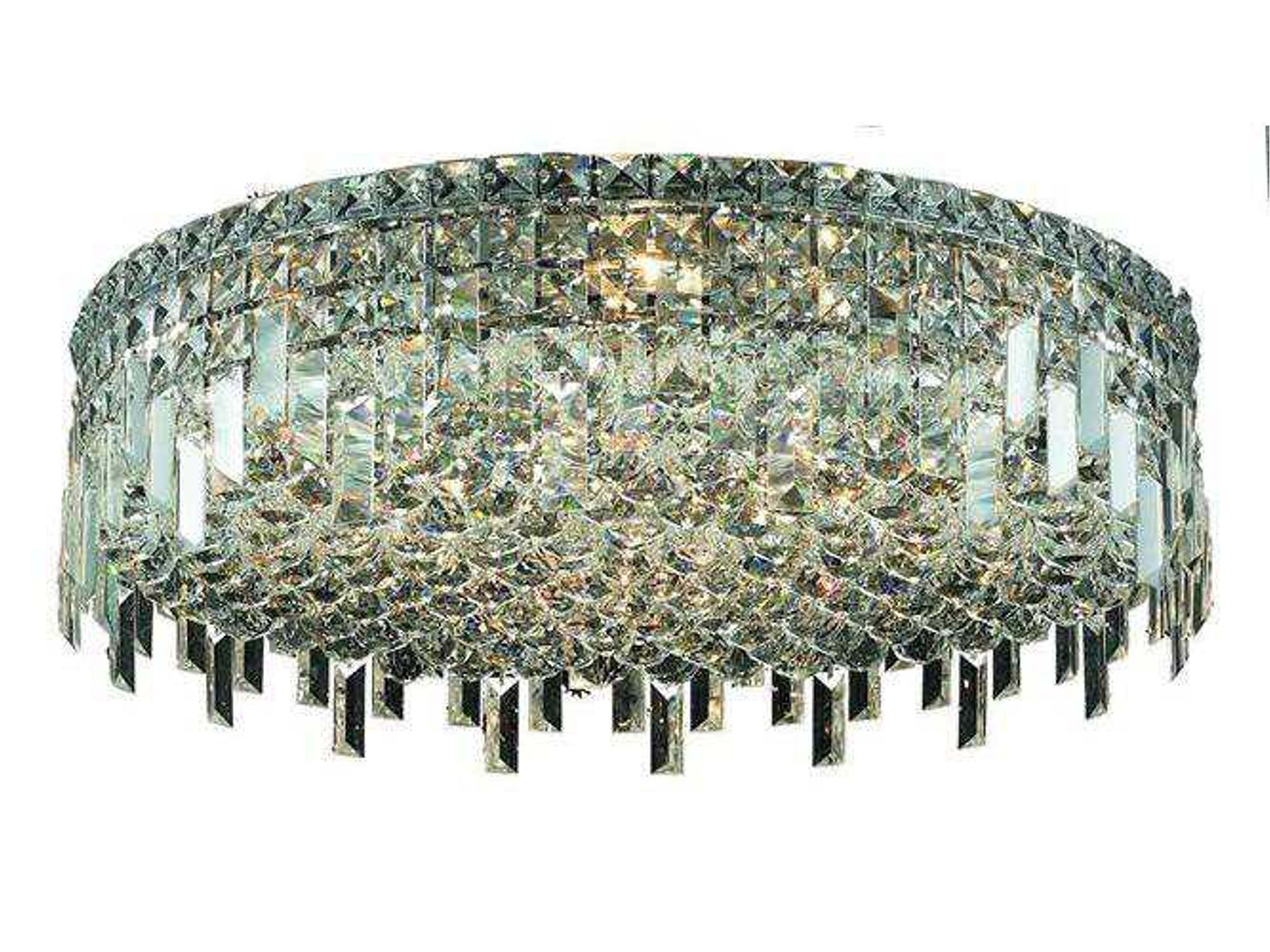 Maxime Chrome Clear Crystal Drum Flush Mount