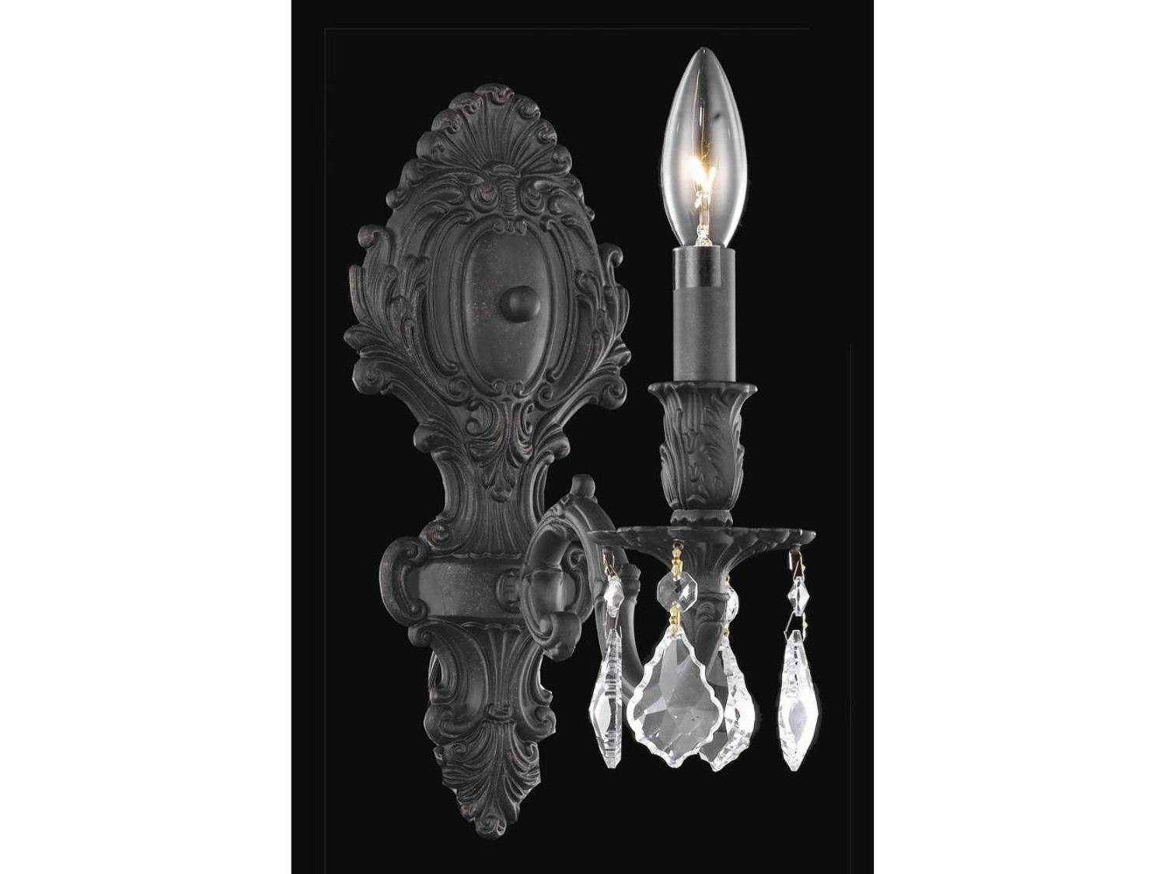 Monarch Dark Bronze Clear Crystal Wall Sconce