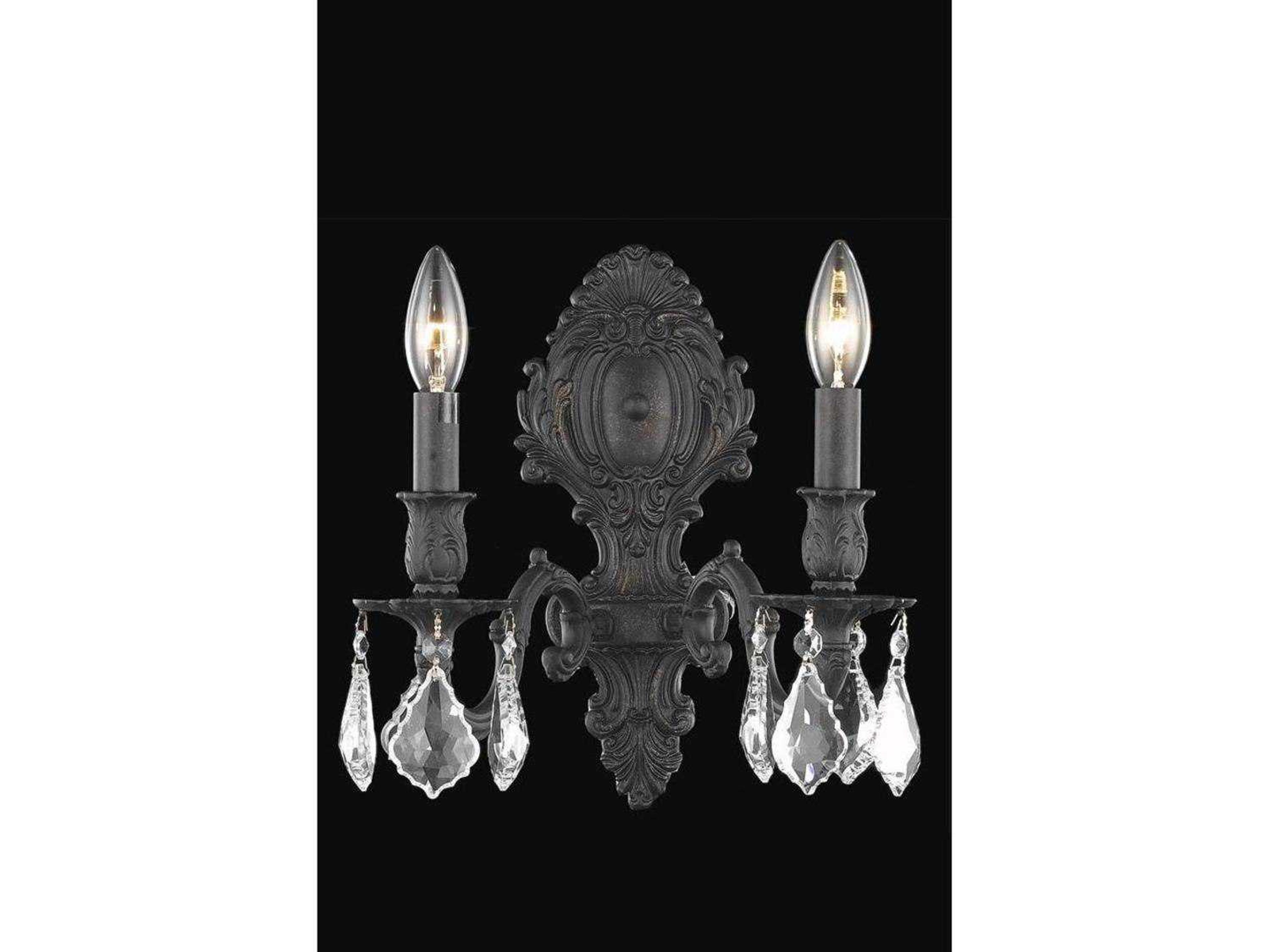 Monarch Dark Bronze Clear Crystal Wall Sconce