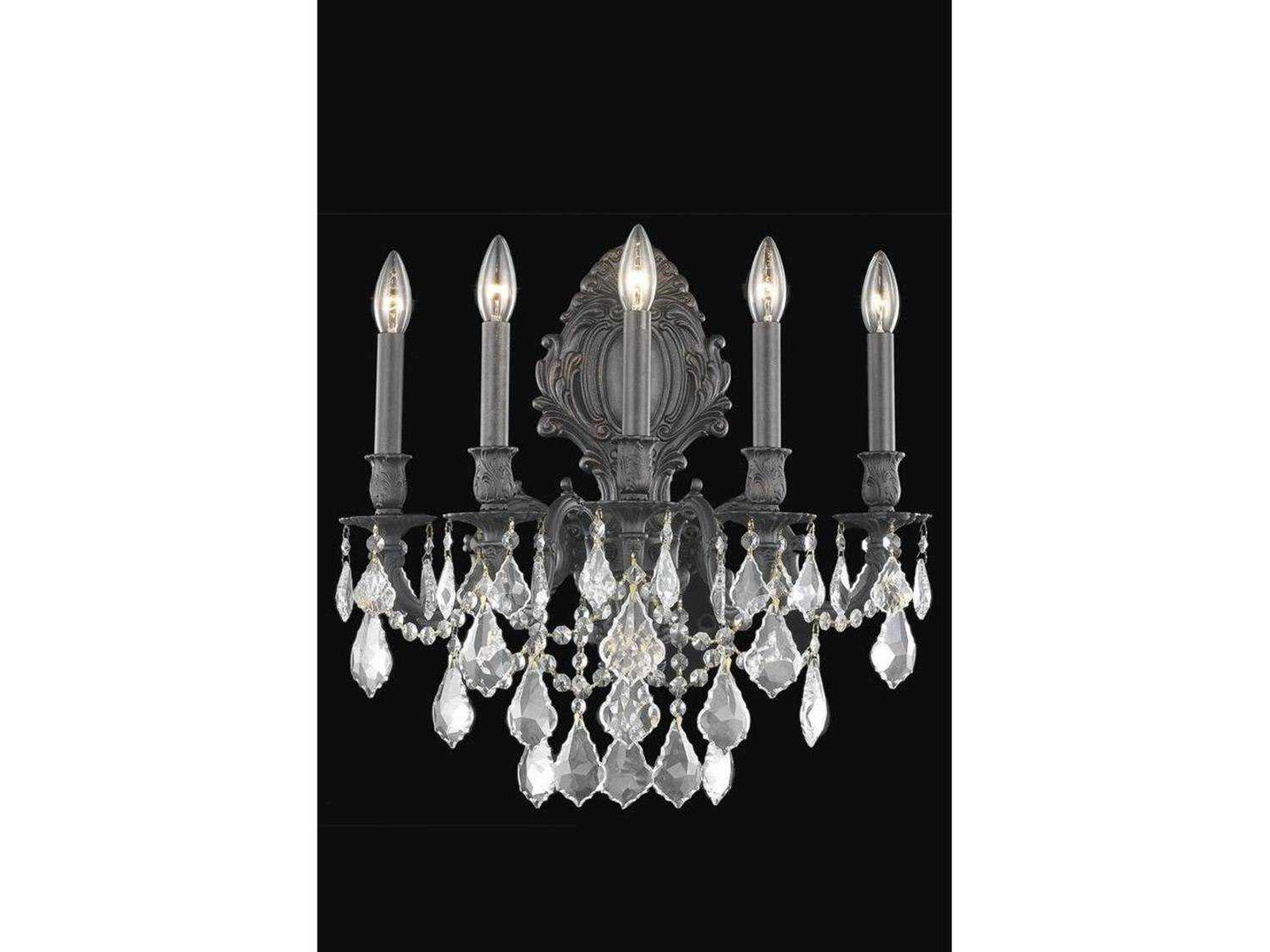 Monarch Dark Bronze Clear Crystal Wall Sconce
