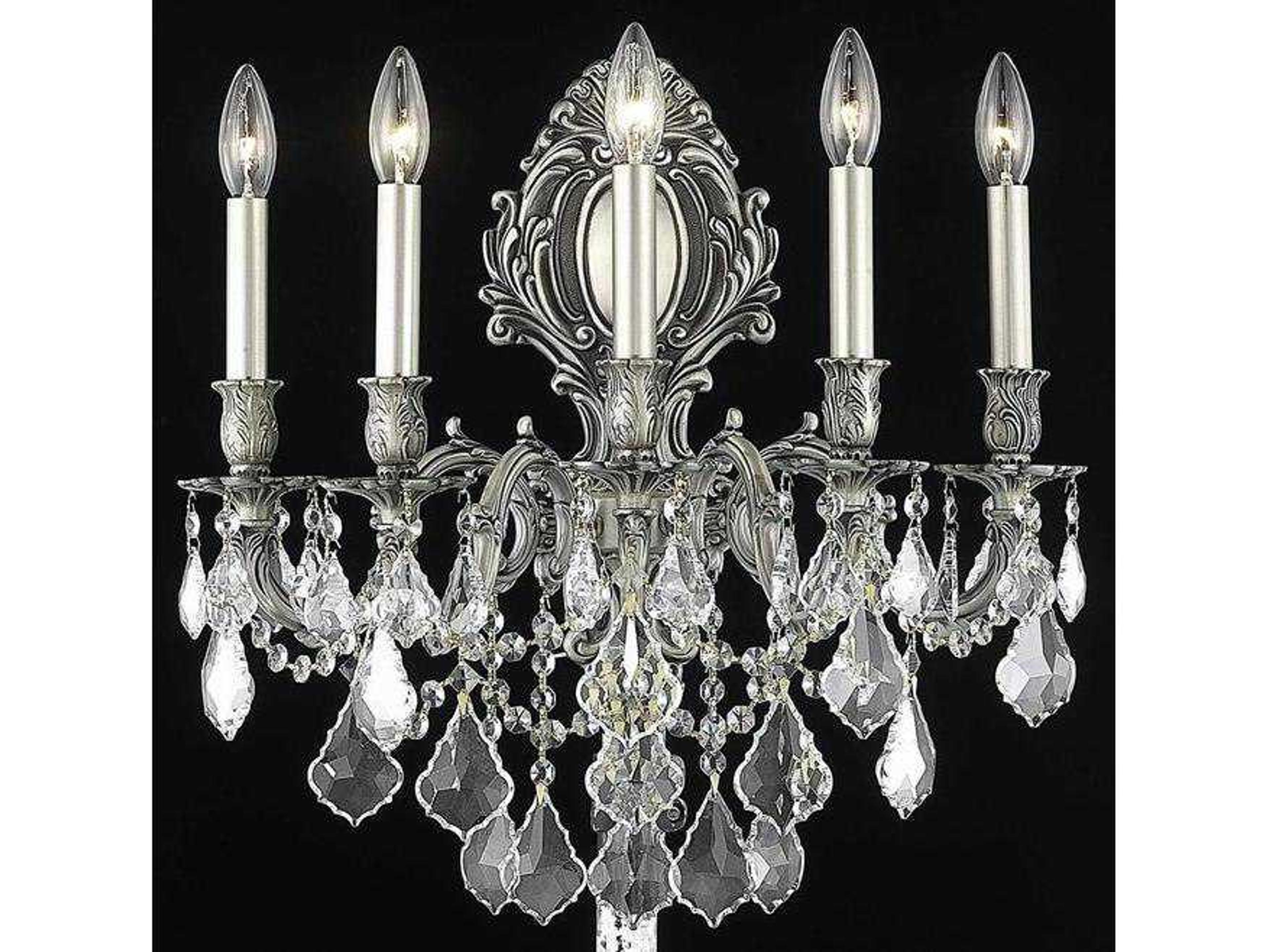 Monarch Pewter Clear Crystal Wall Sconce