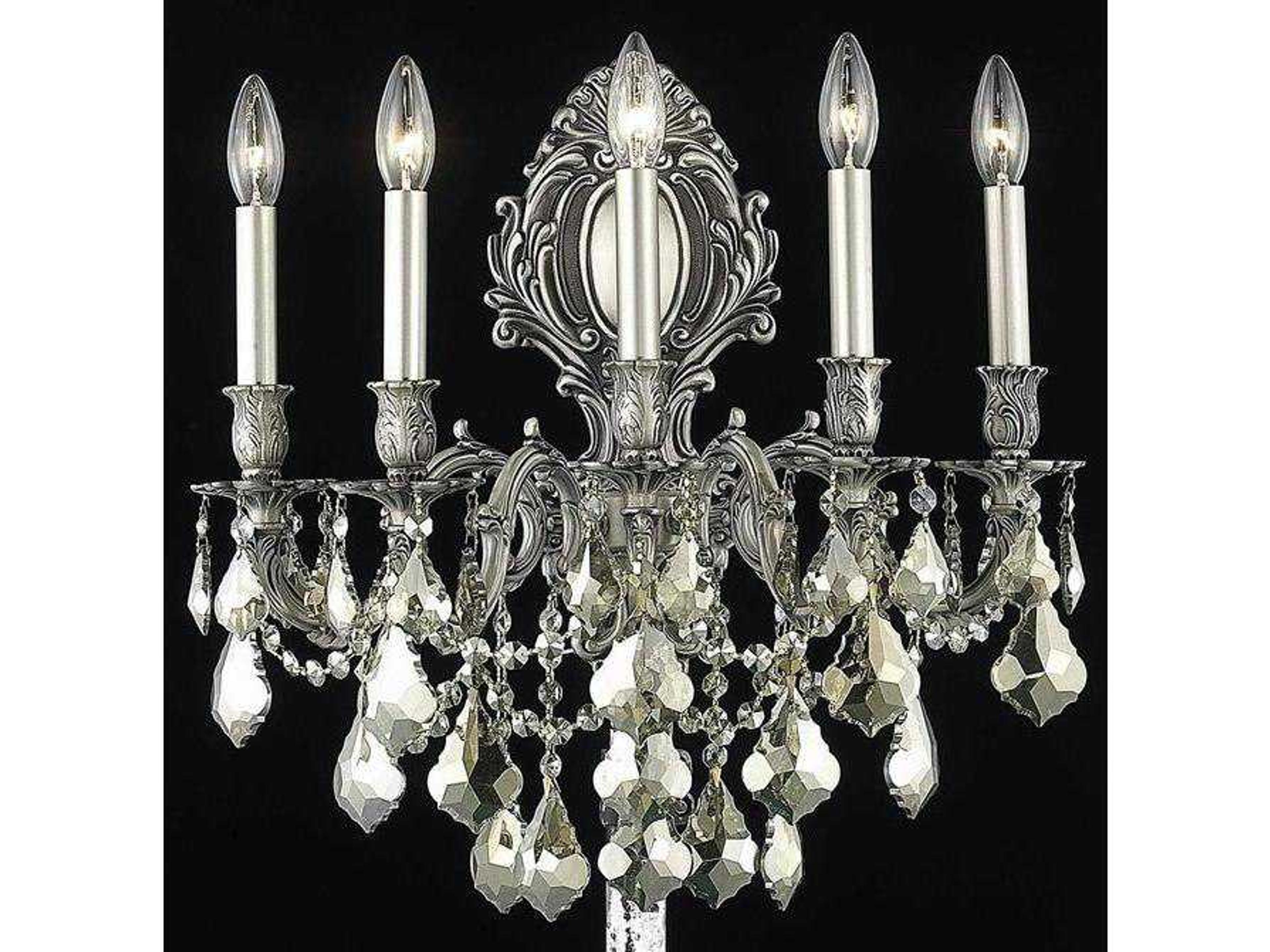 Monarch Pewter Gold Crystal Wall Sconce