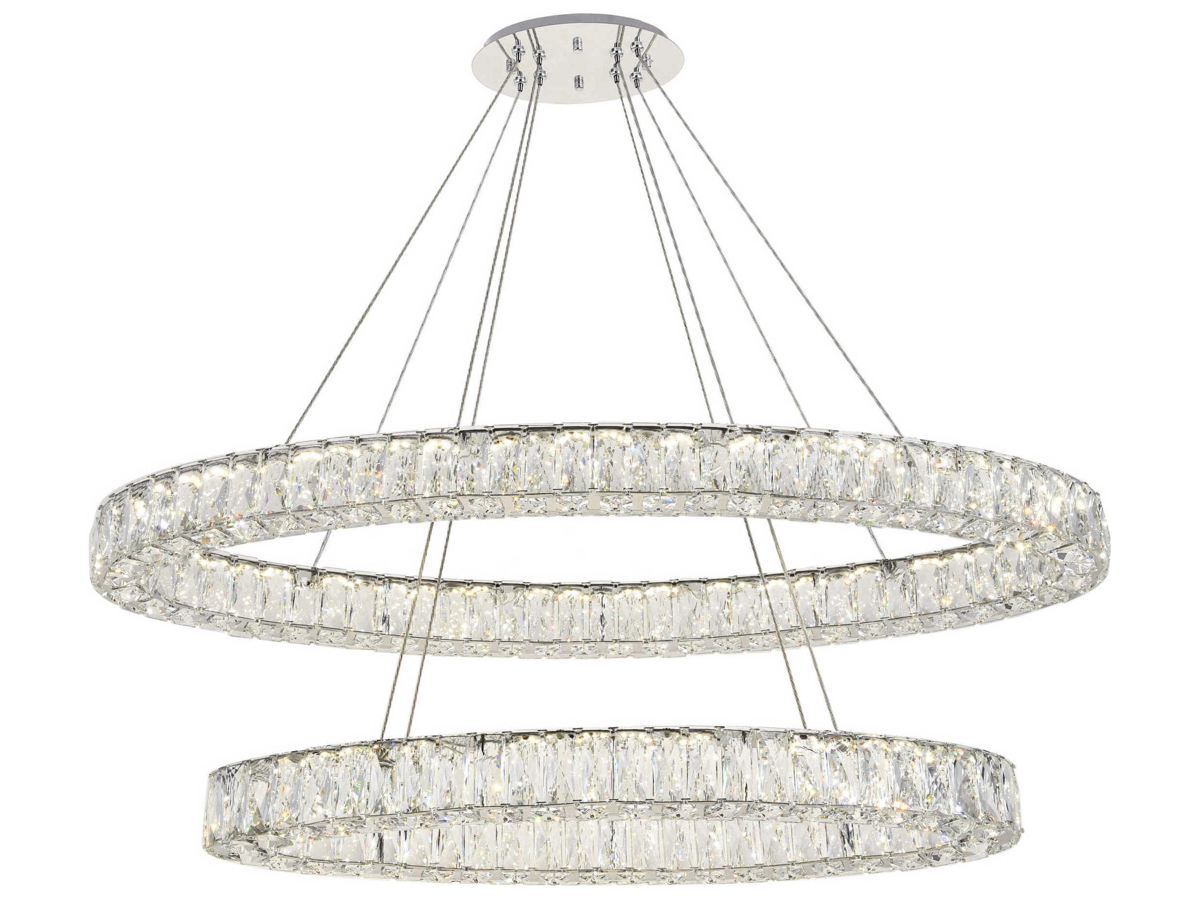 Elegant Lighting Monroe 8-Light Chrome Crystal LED Drum Pendant