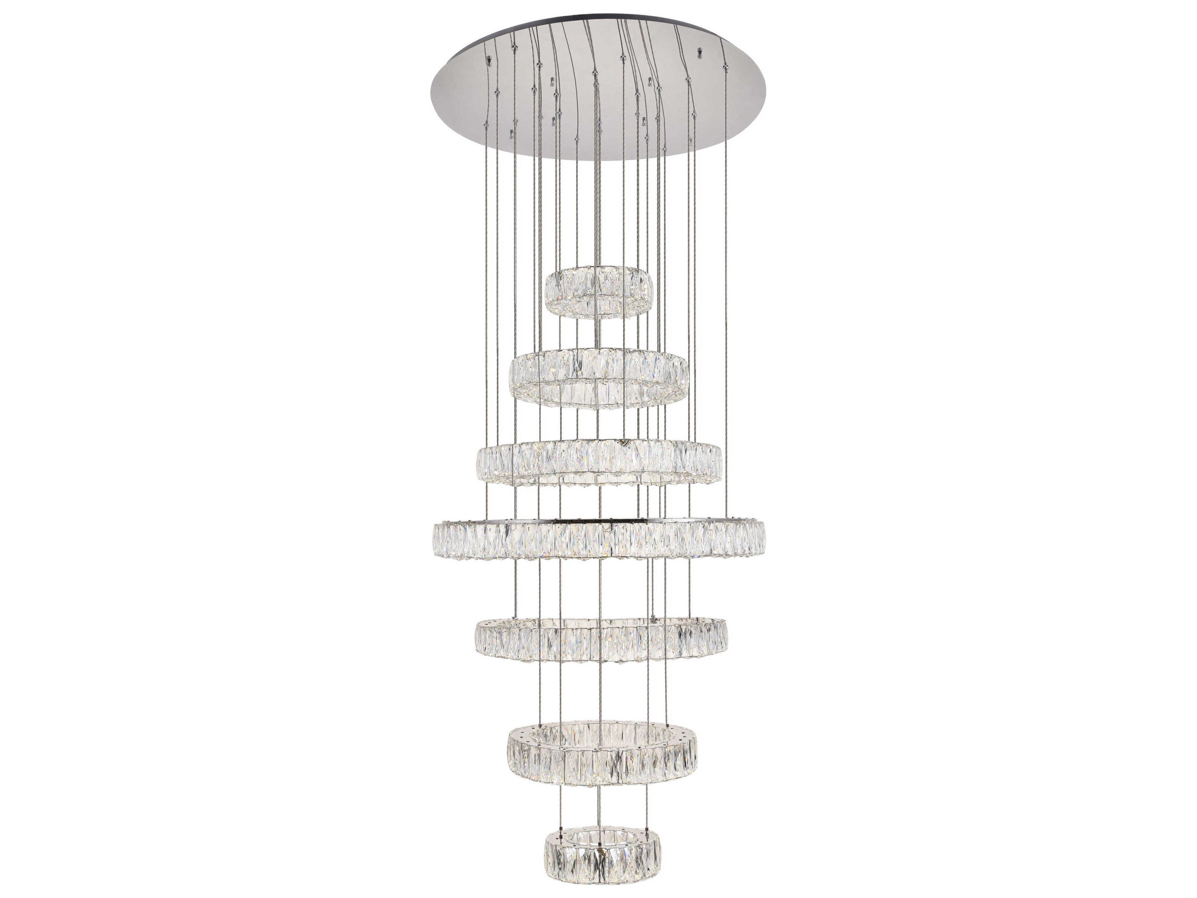 Monroe 7-Light Chrome Crystal LED Drum Tiered Pendant