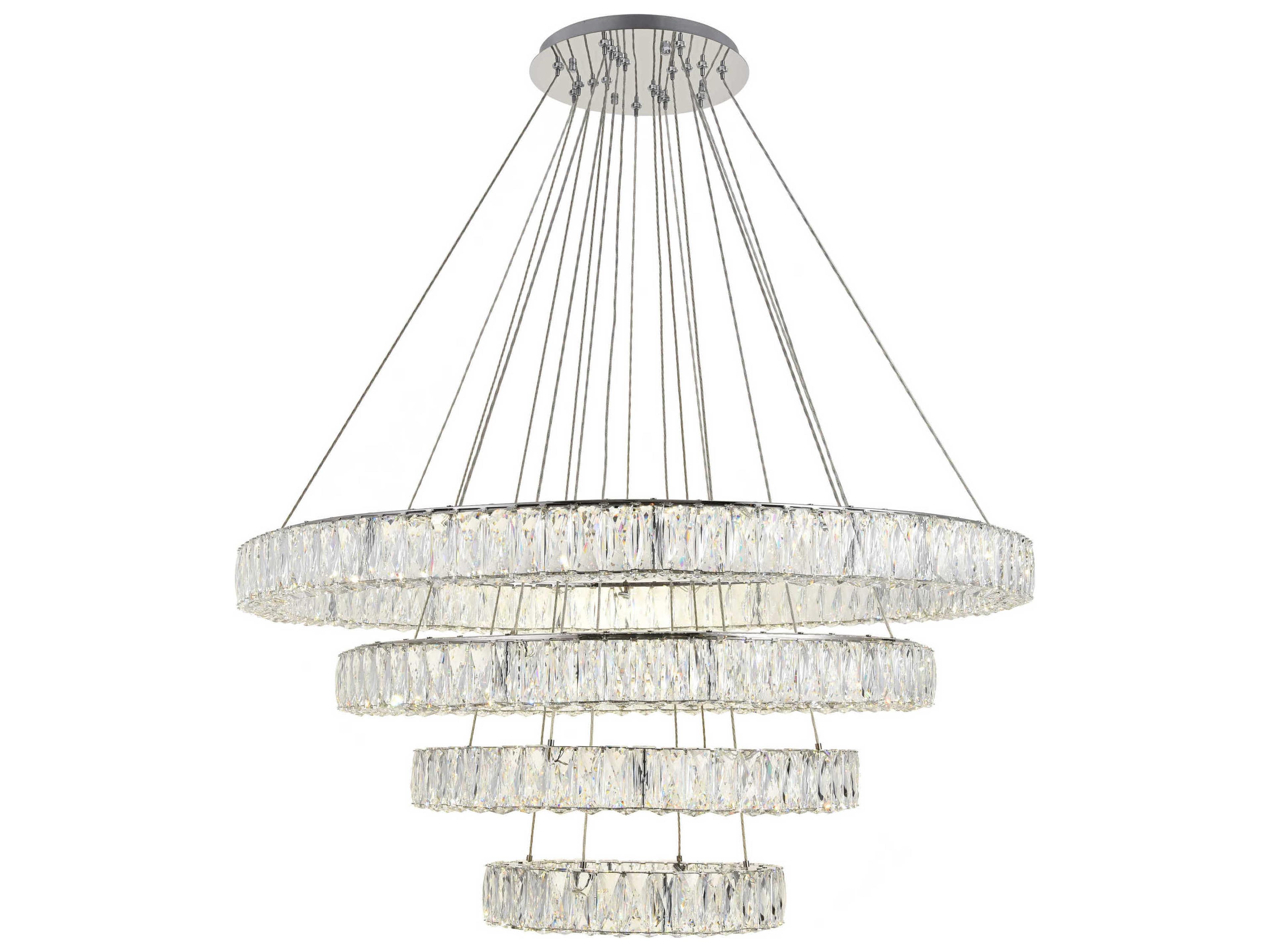 Monroe 4-Light Chrome Crystal LED Drum Tiered Pendant