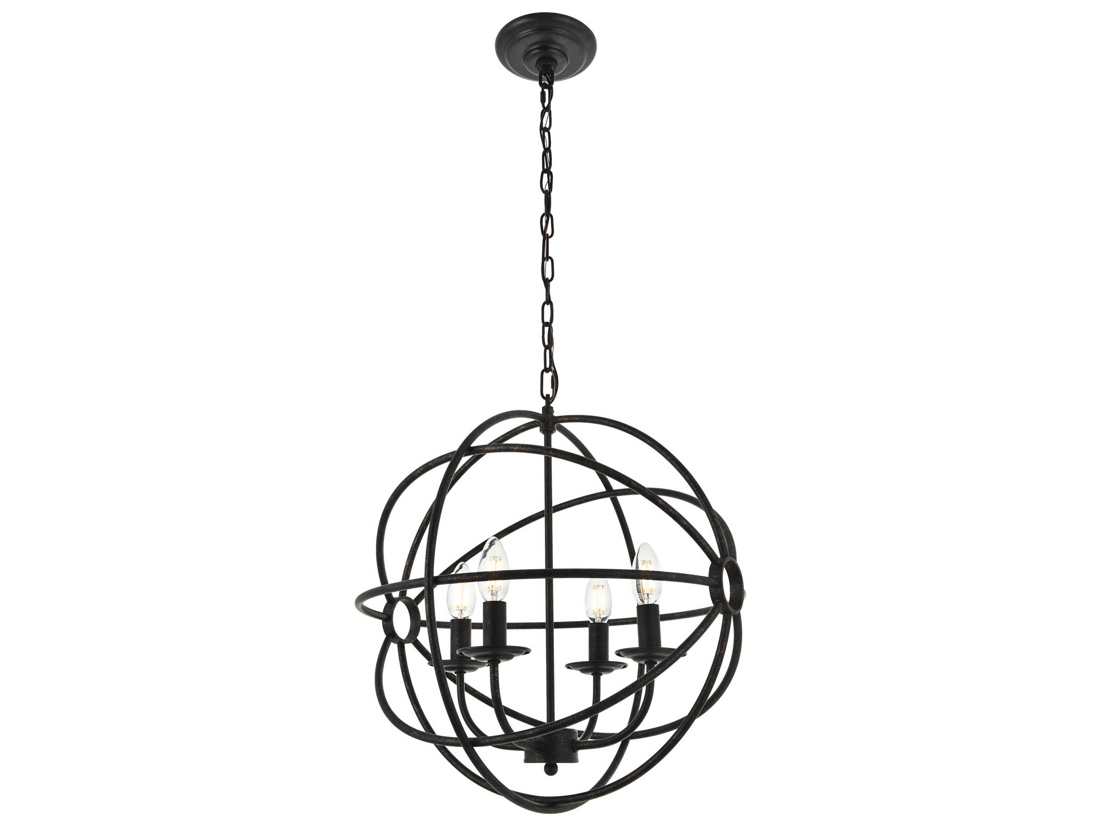 Octavia 4-Light Brown Candelabra Globe Chandelier