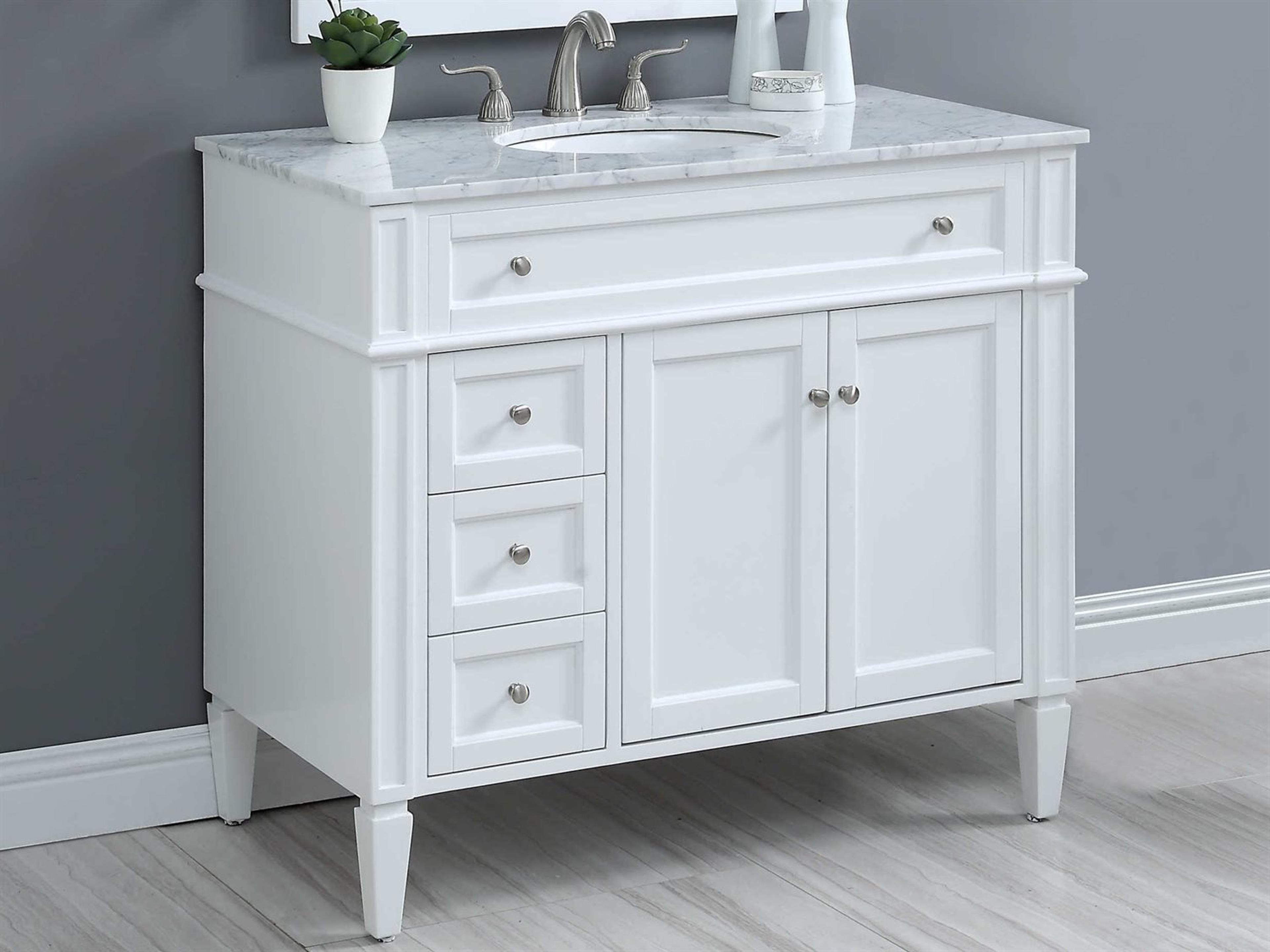 Park Avenue Bathroom Vanity 40-Inch White with Marble Top