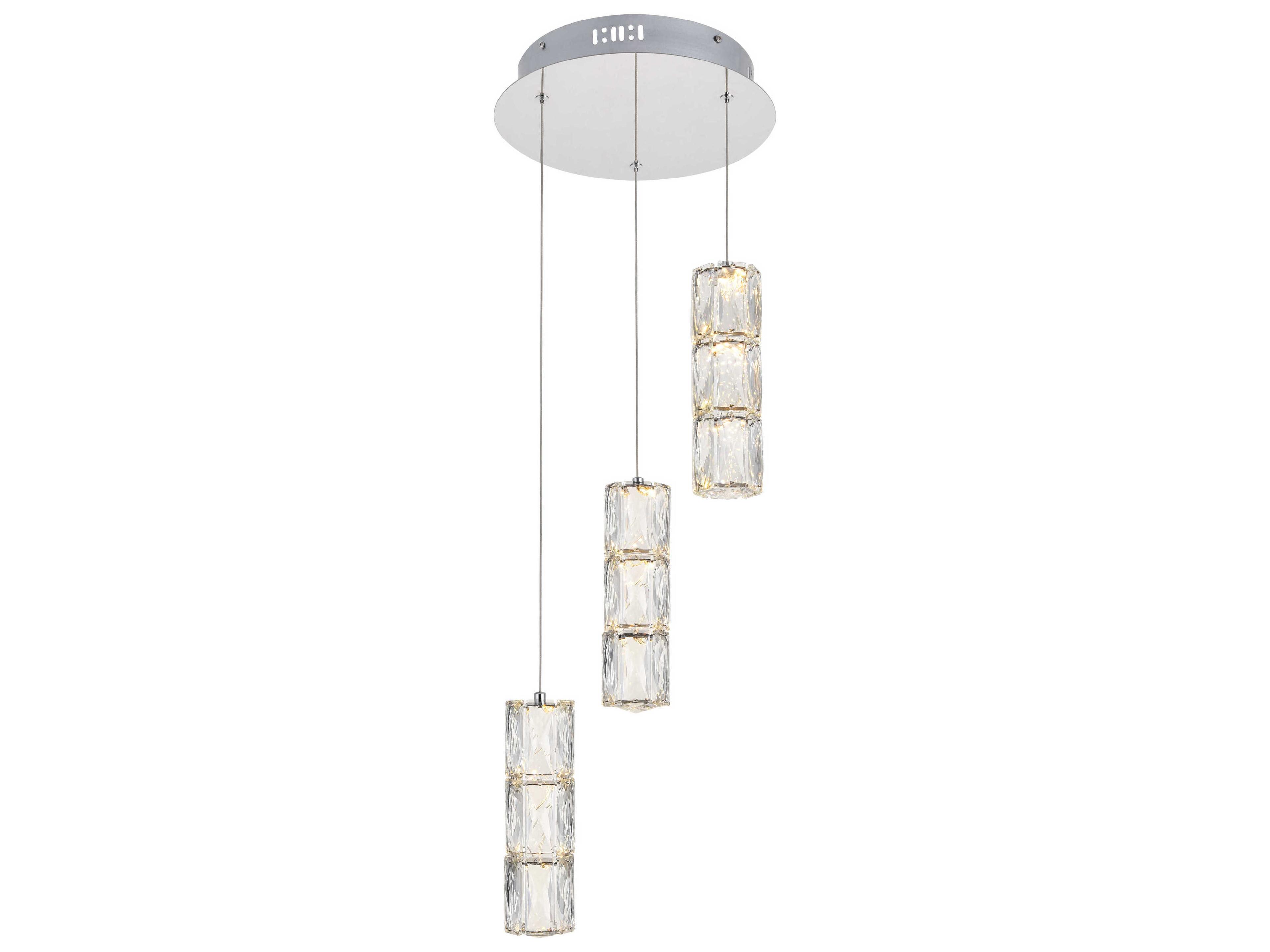 Polaris 3-Light Chrome Cylinder Mini Pendant