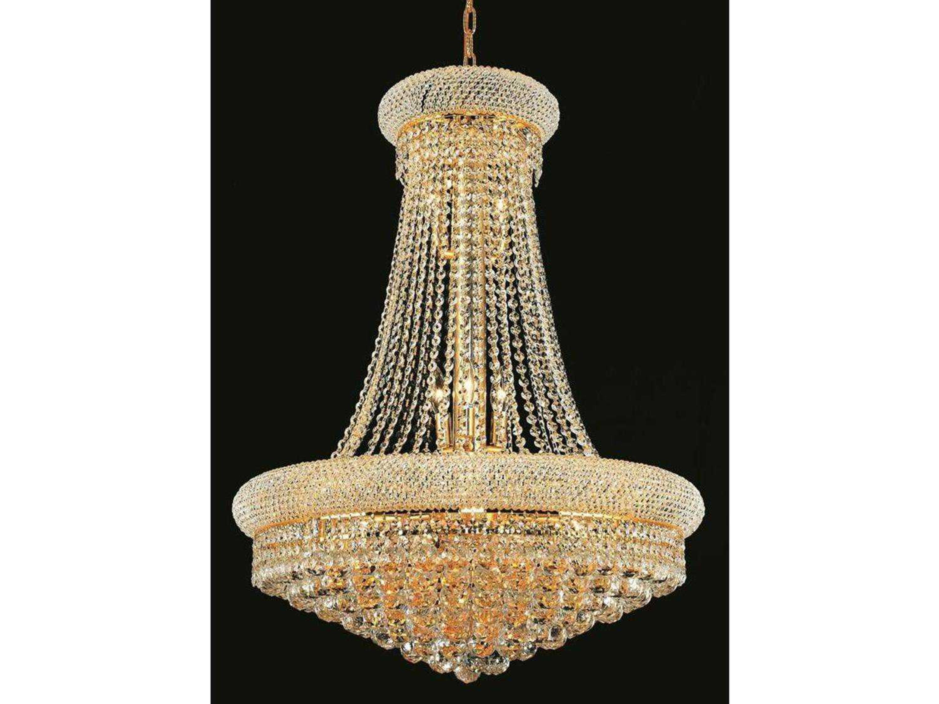 Primo 14-Light Gold Clear Crystal Empire Tiered Chandelier