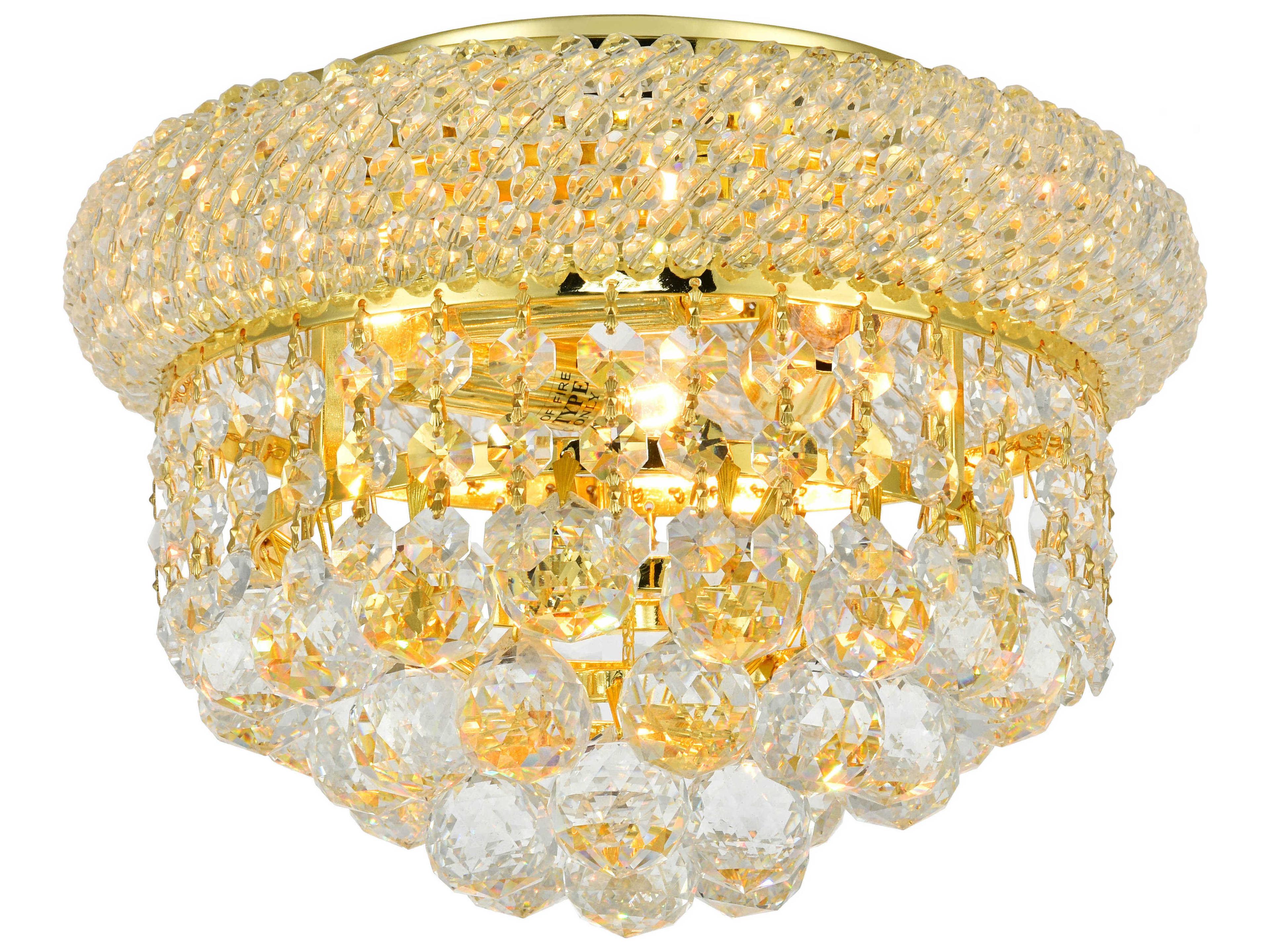 Primo Gold Clear Crystal Flush Mount