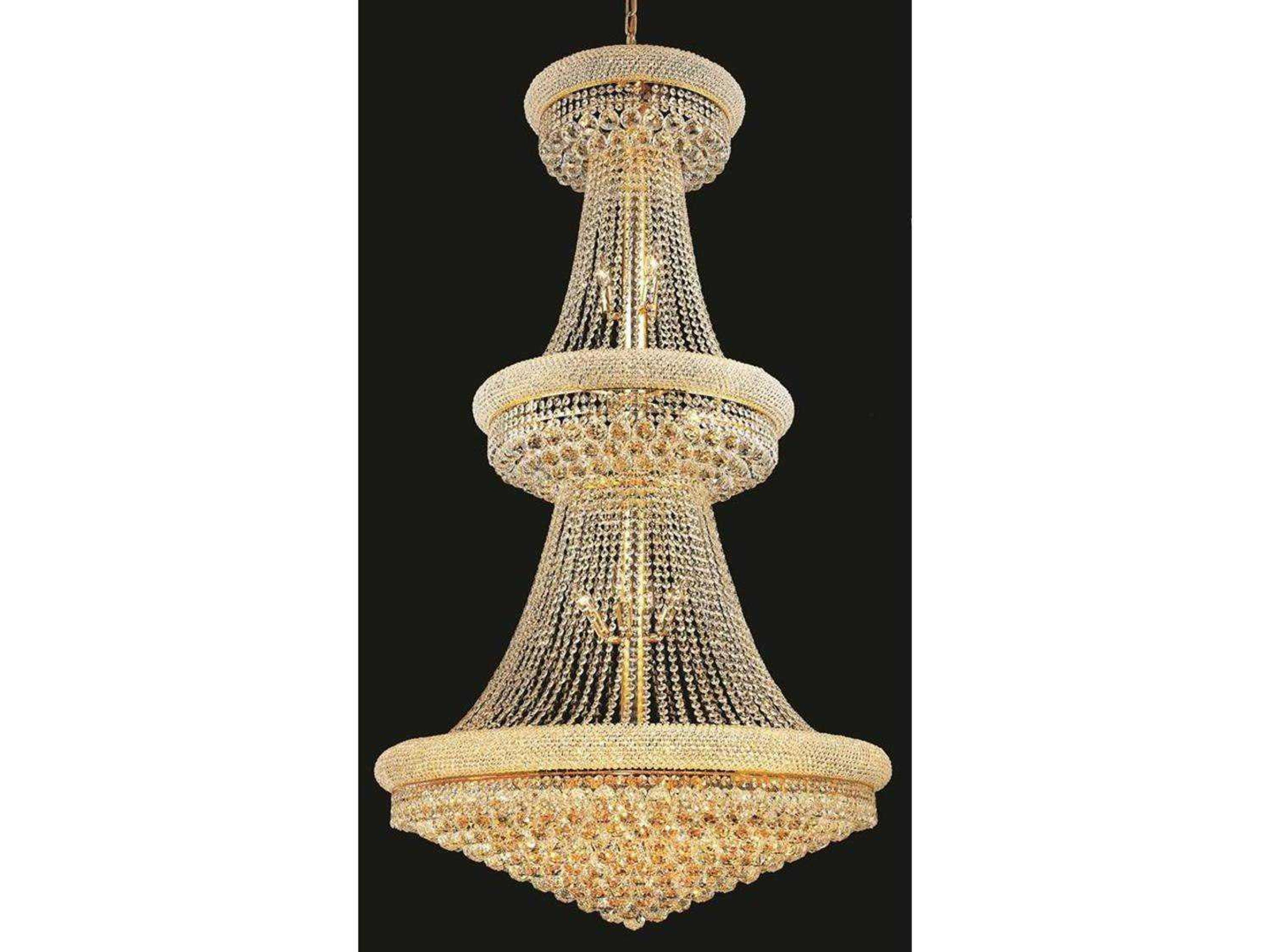 Primo 32-Light Gold Clear Crystal Empire Tiered Chandelier