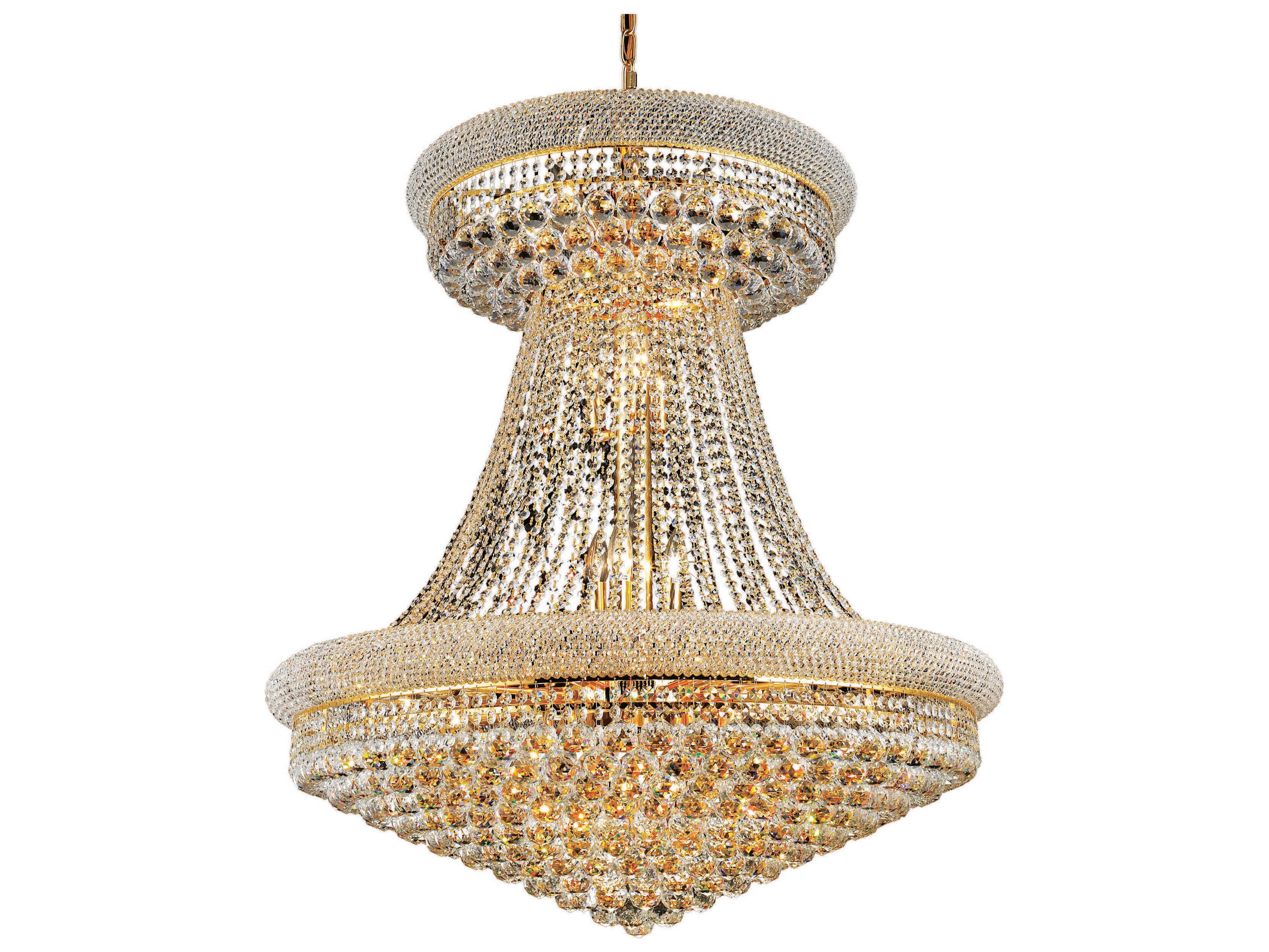 Primo 28-Light Gold Clear Crystal Empire Tiered Chandelier