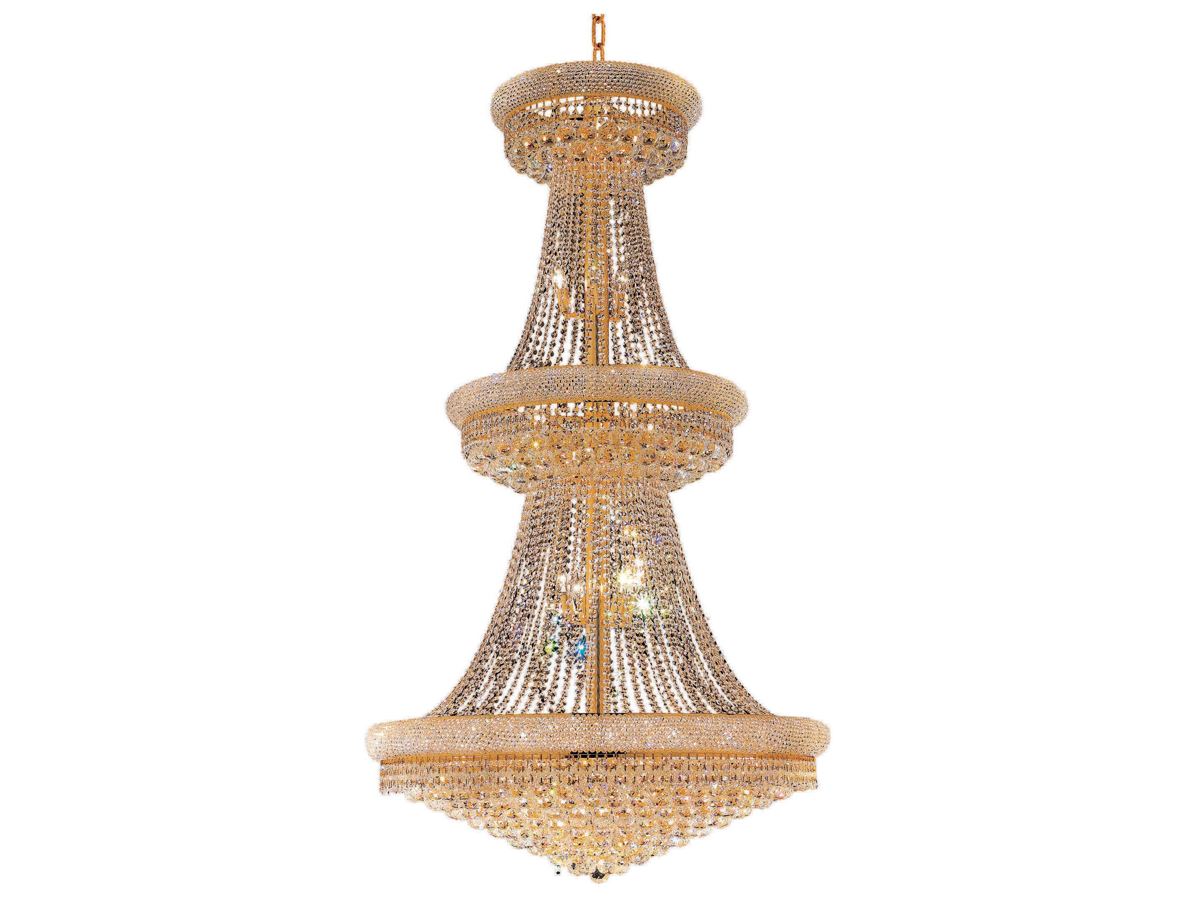 Primo 38-Light Gold Clear Crystal Empire Tiered Chandelier