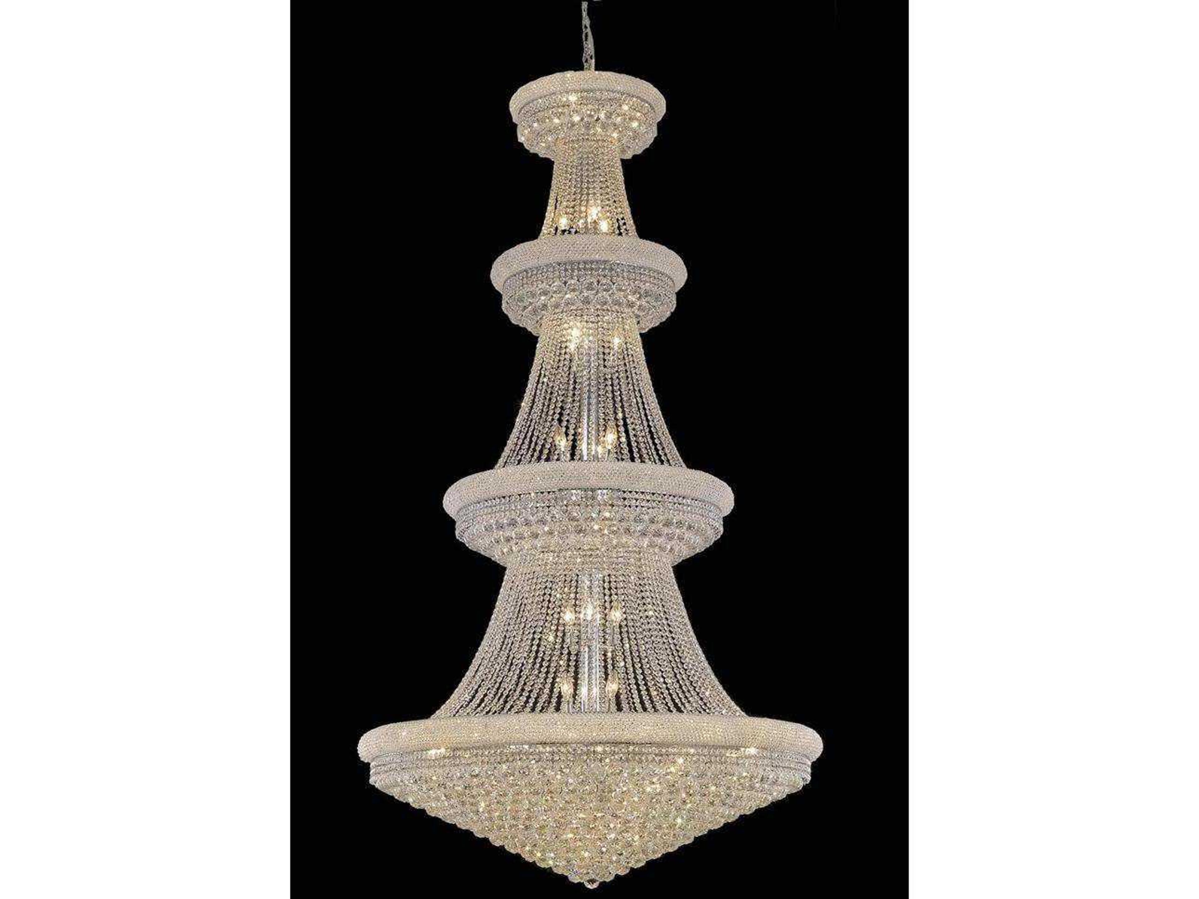 Primo 42-Light Chrome Clear Crystal Empire Tiered Chandelier