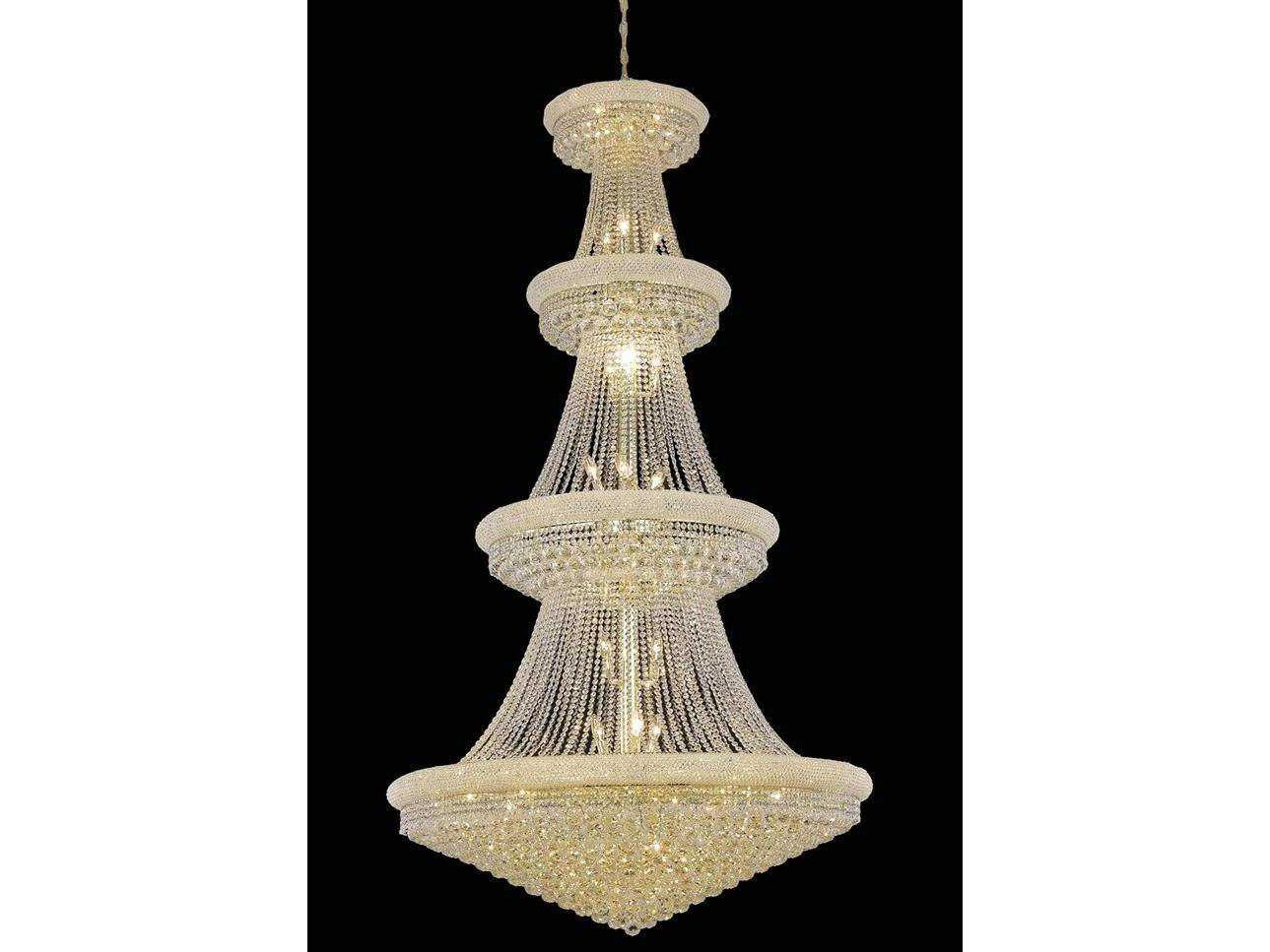 Primo 42-Light Gold Clear Crystal Empire Tiered Chandelier