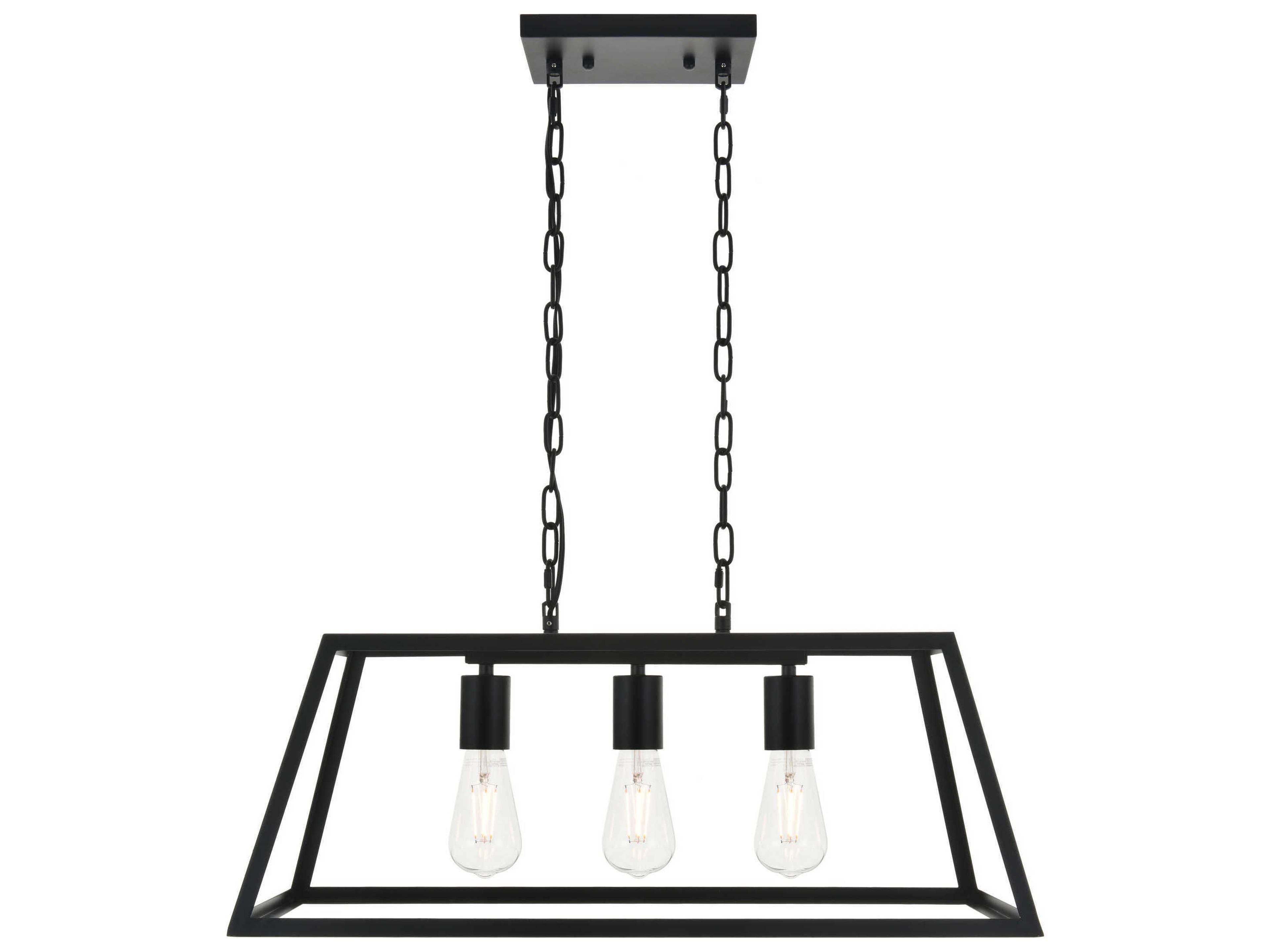 Resolute 3-Light Black Geometric Island Pendant