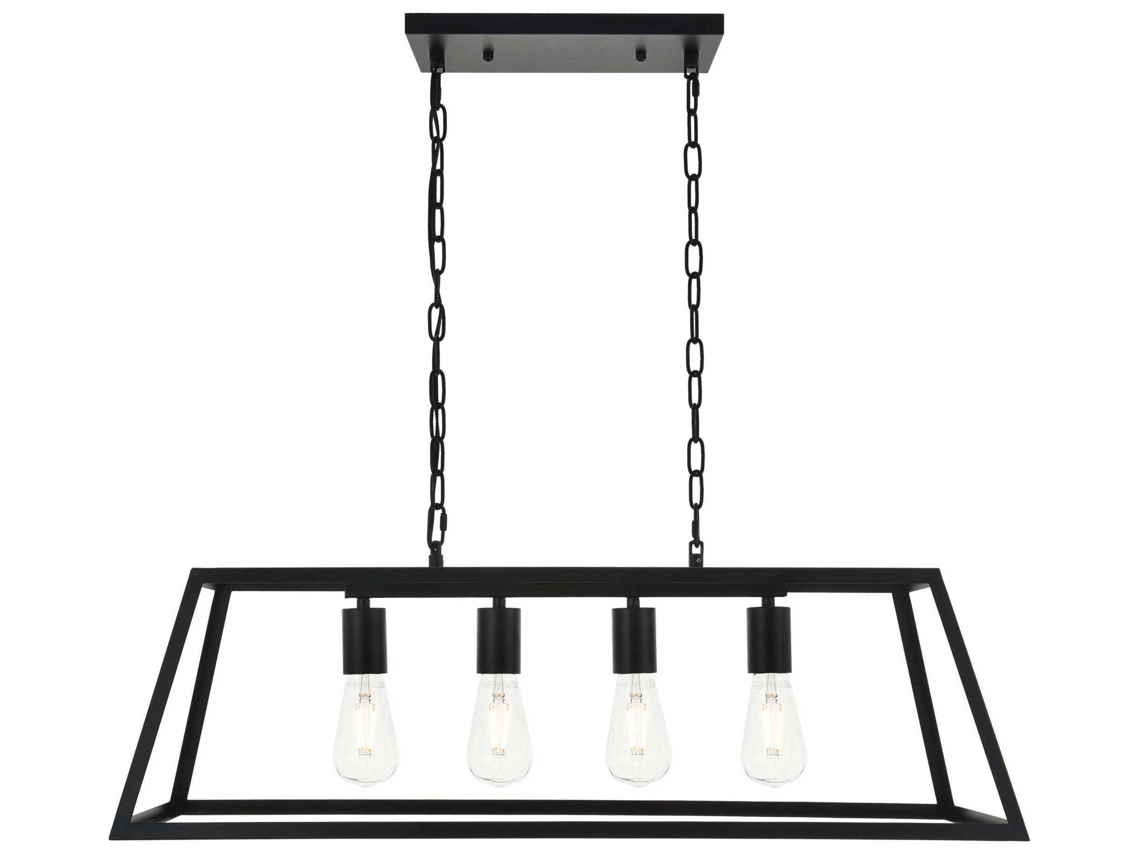 Resolute 4-Light Black Geometric Island Pendant