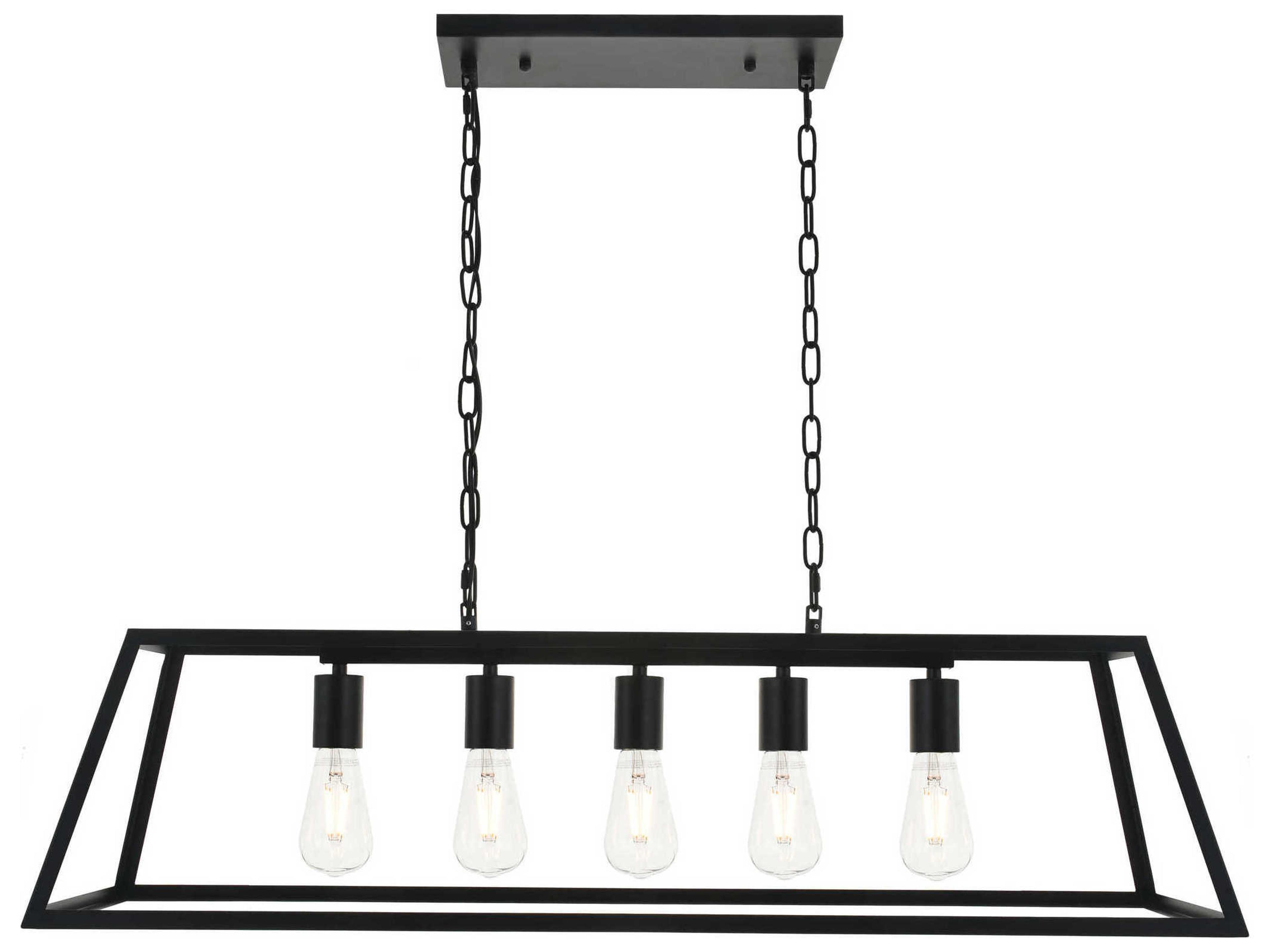 Resolute 5-Light Black Geometric Island Pendant