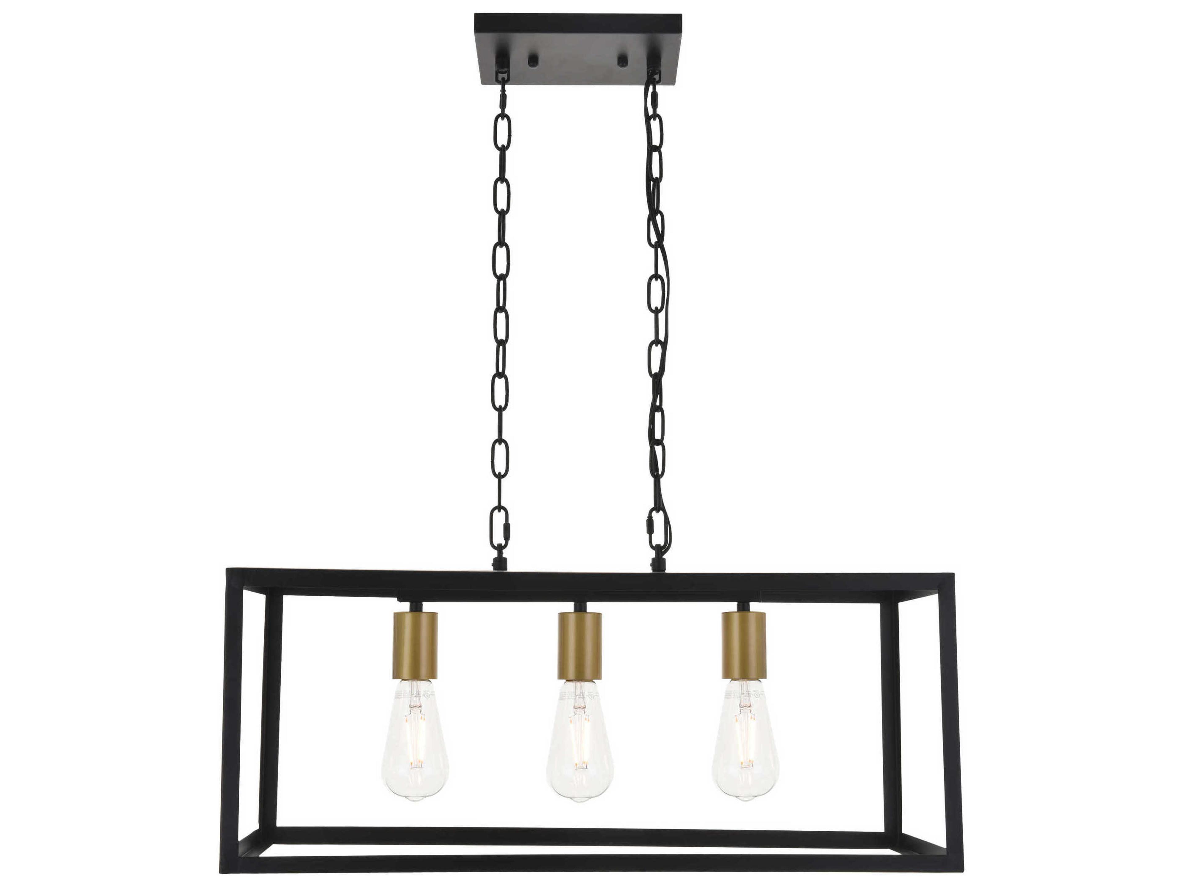 Resolute 3-Light Black Geometric Island Pendant
