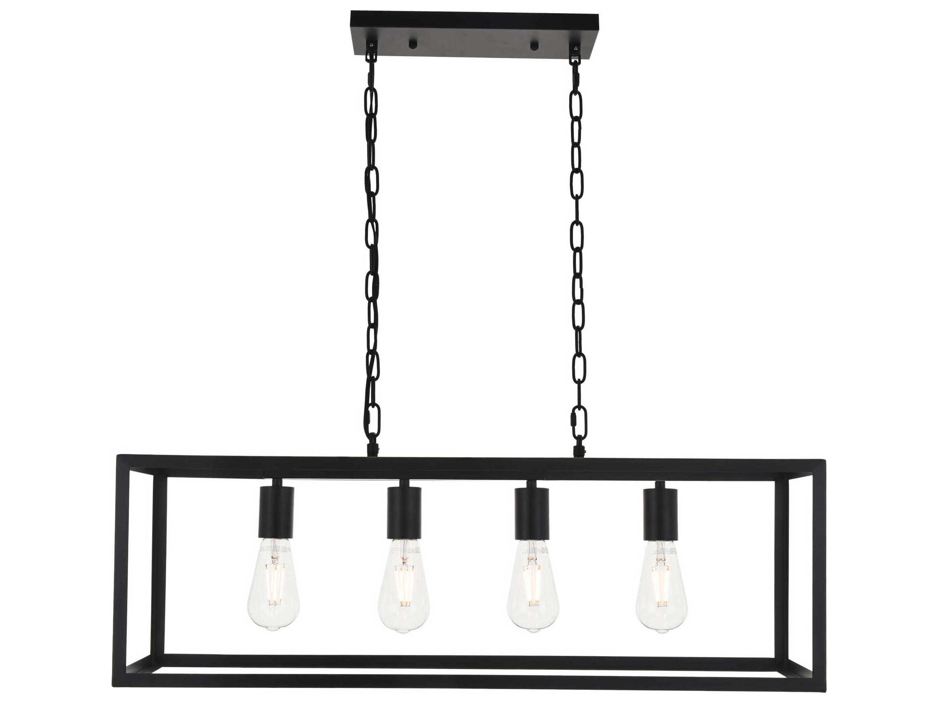 Resolute 4-Light Black Geometric Island Pendant