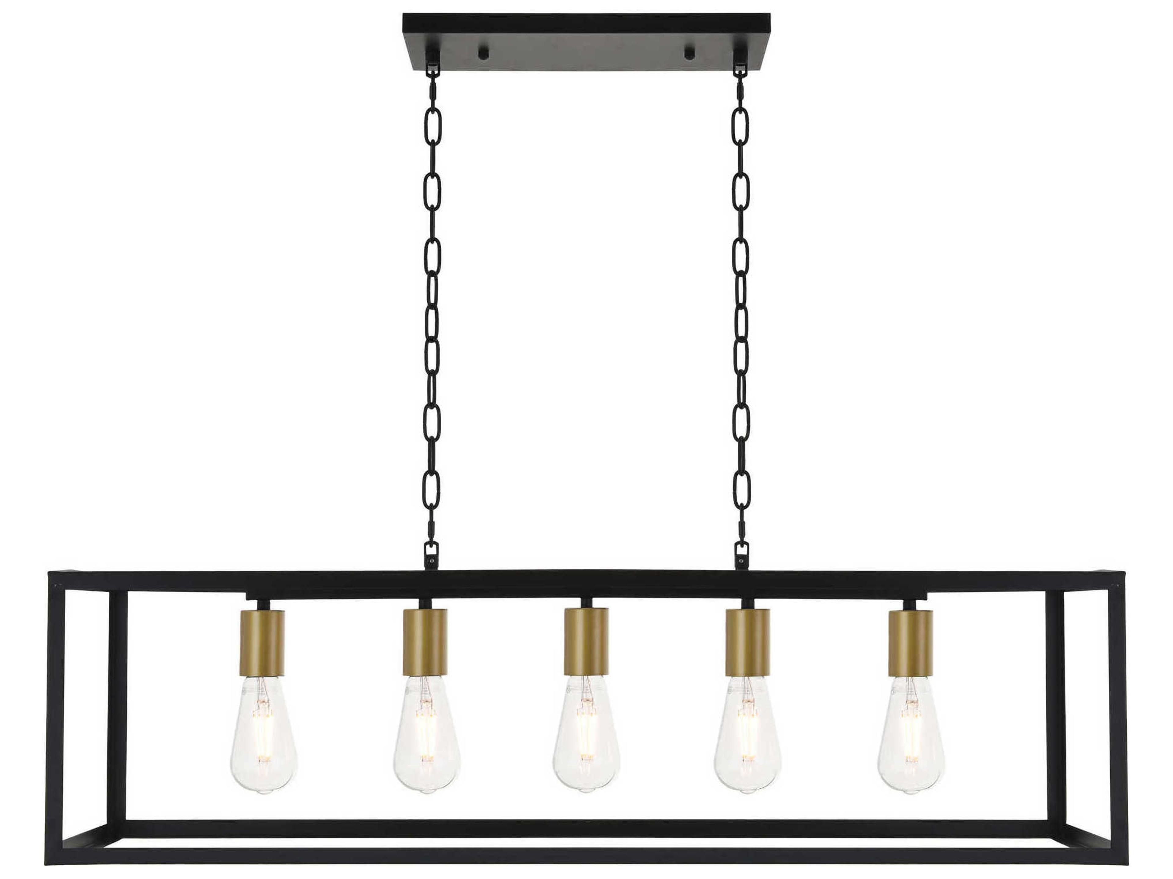 Resolute 5-Light Black Geometric Island Pendant