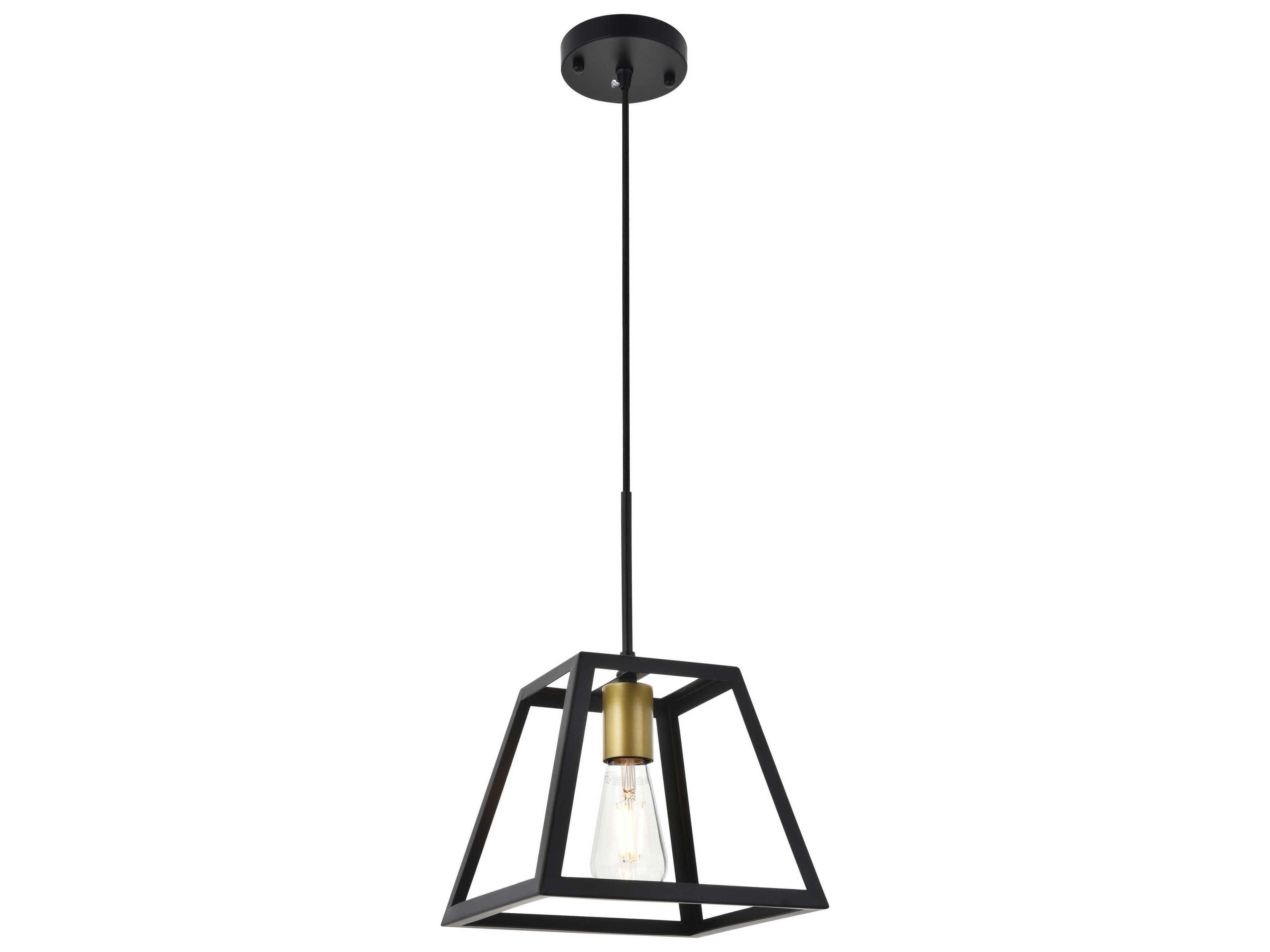 Resolute 1-Light Black Geometric Mini Pendant