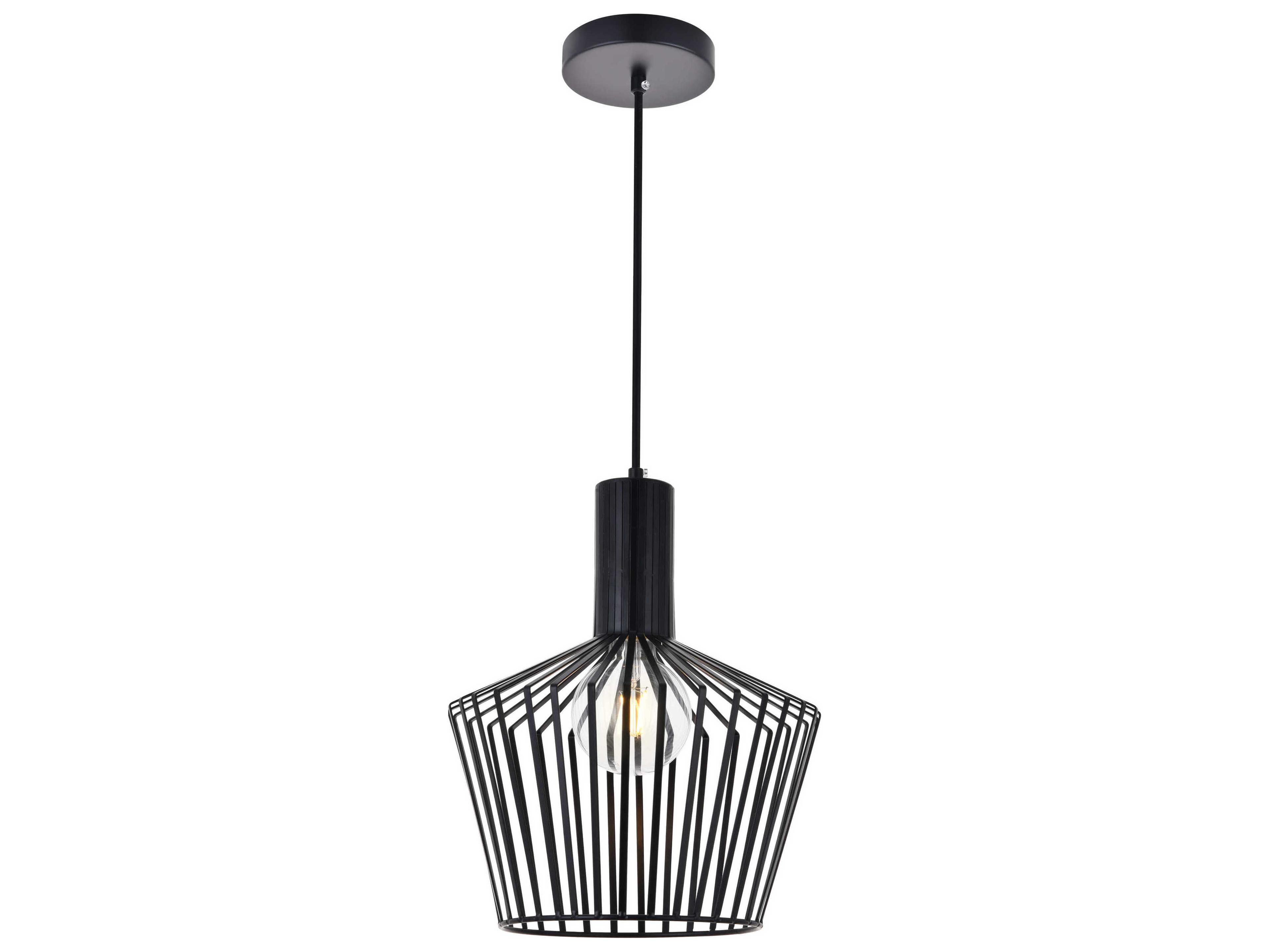 Ronnie 1-Light Black Geometric Mini Pendant